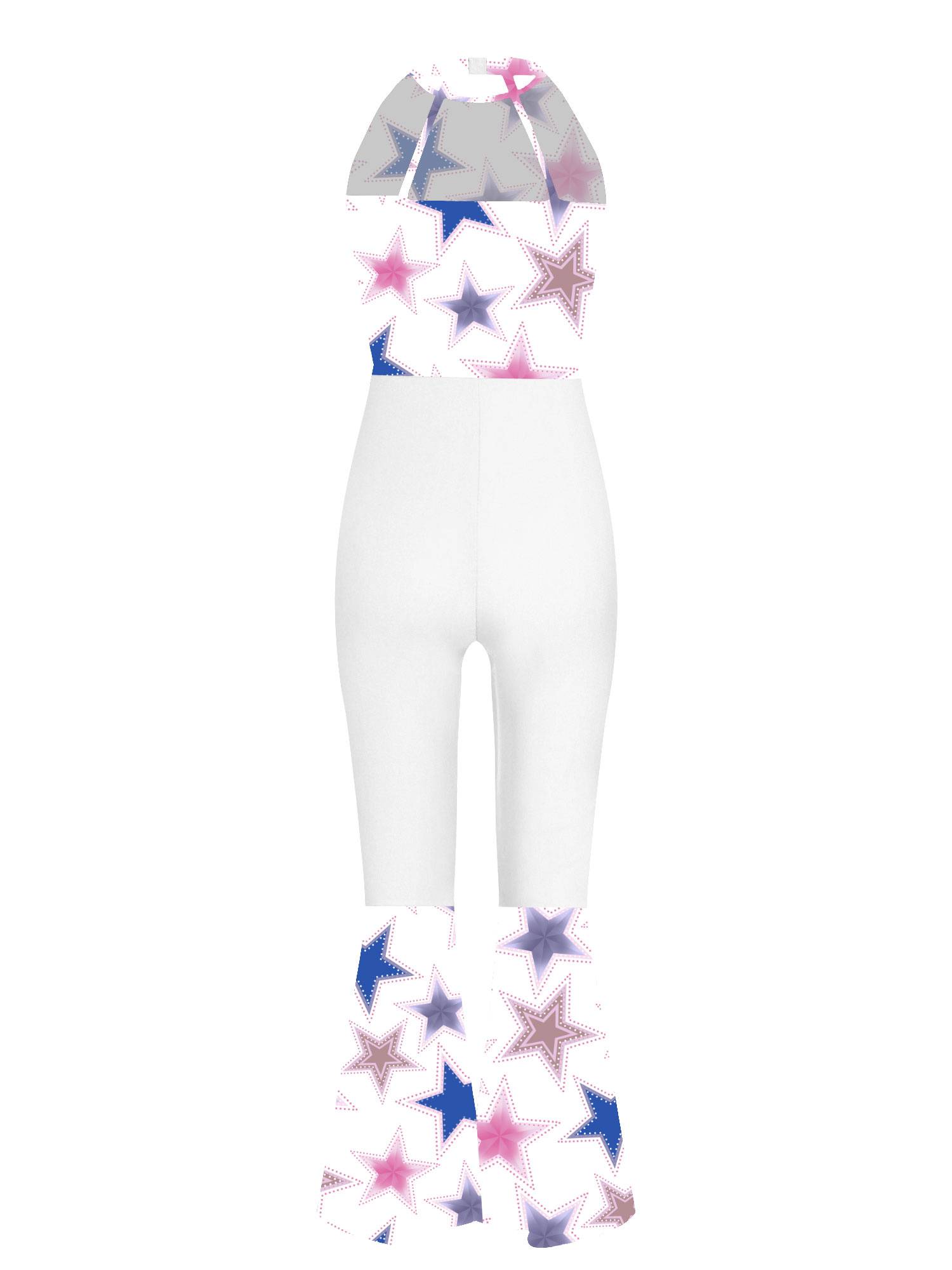 Kids Girls Halloween Sleeveless Bell Bottom 70s Disco Costume Jumpsuit