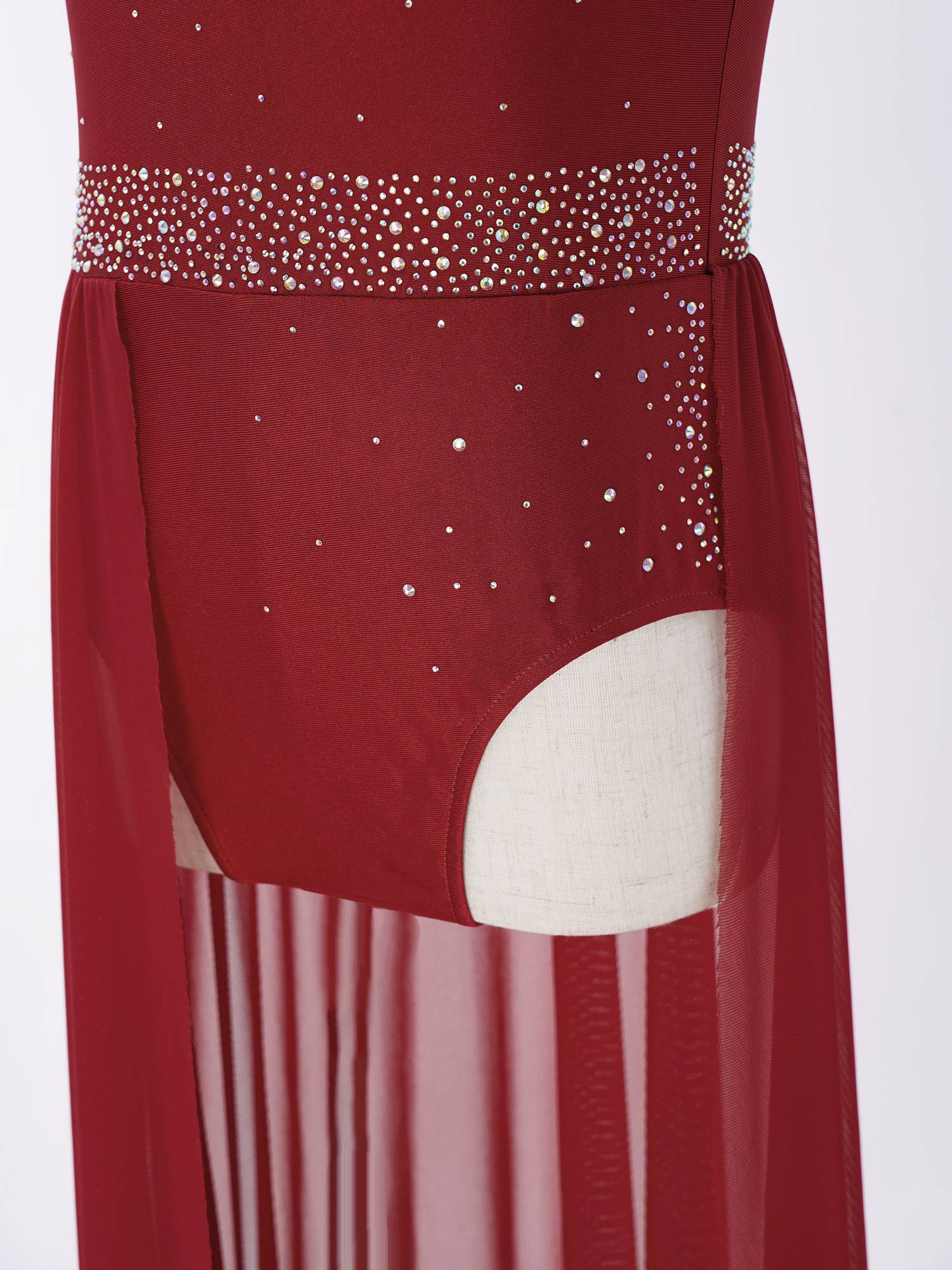 Kids Girls Shinny Rhinestones Sleeveless Lyrical Dance Leotard Dress