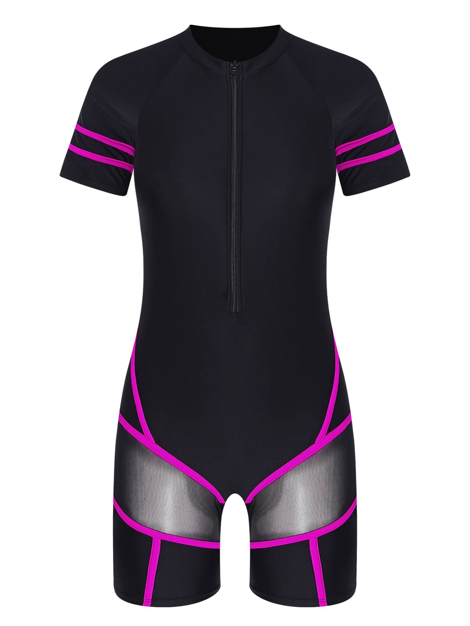 Women Short Sleeve One-piece Swimsuit UPF 50 Rash Guard