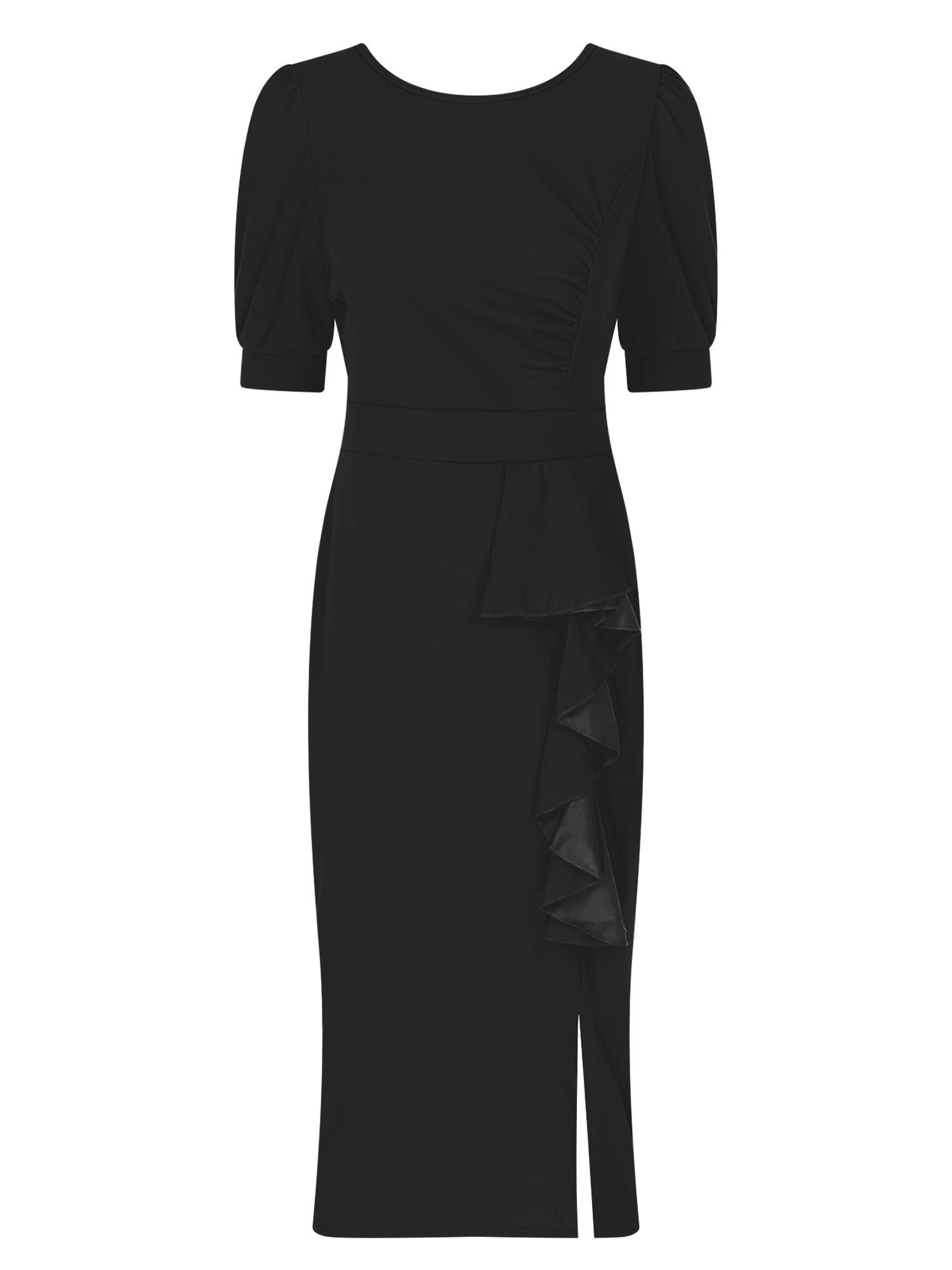 Women Short Sleeve Ruffles Bodycon Midi Pencil Dress for Work Cocktail