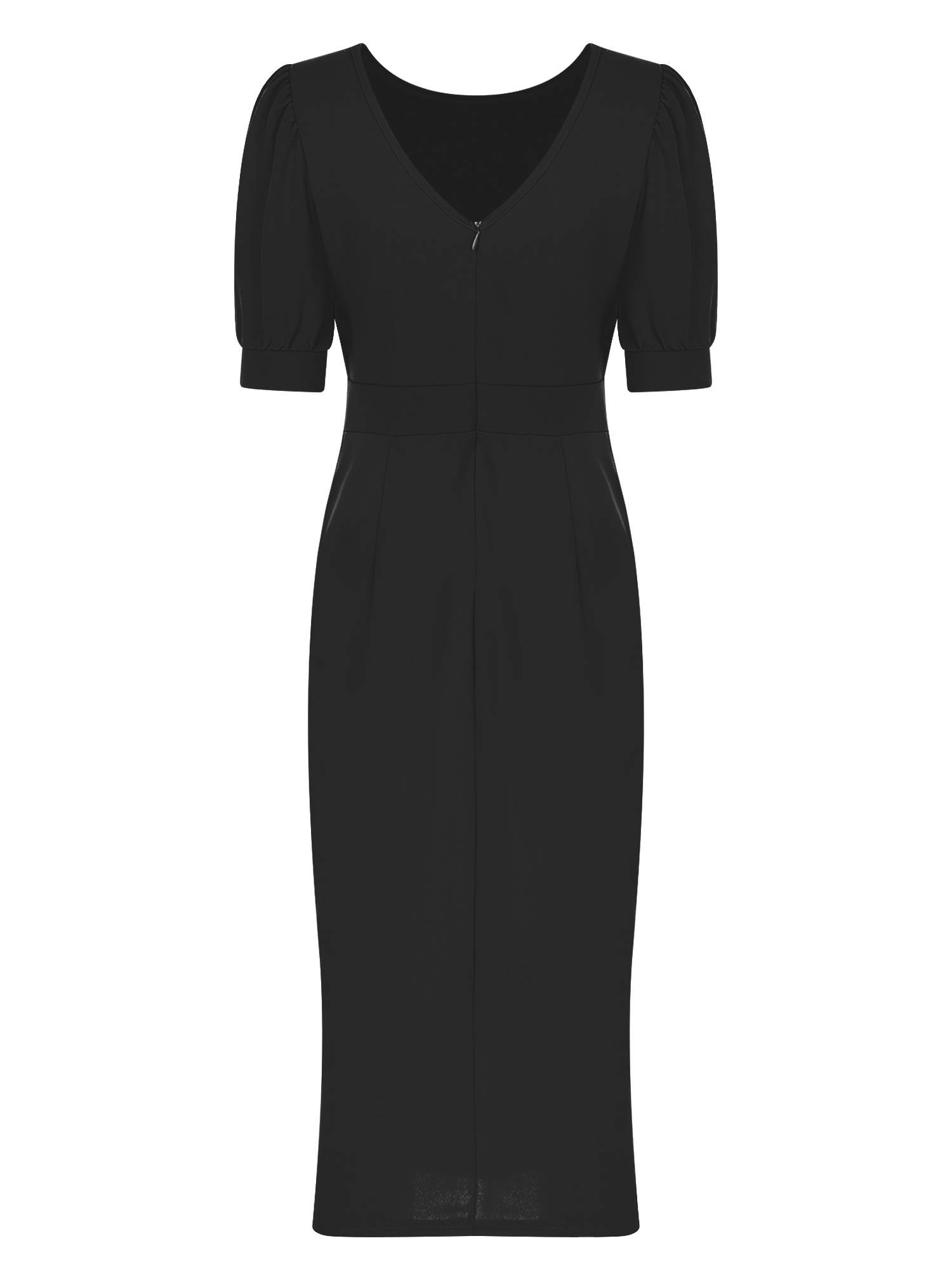Women Short Sleeve Ruffles Bodycon Midi Pencil Dress for Work Cocktail