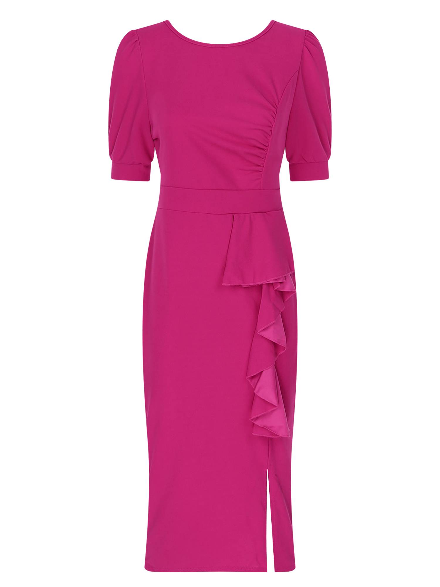 Women Short Sleeve Ruffles Bodycon Midi Pencil Dress for Work Cocktail