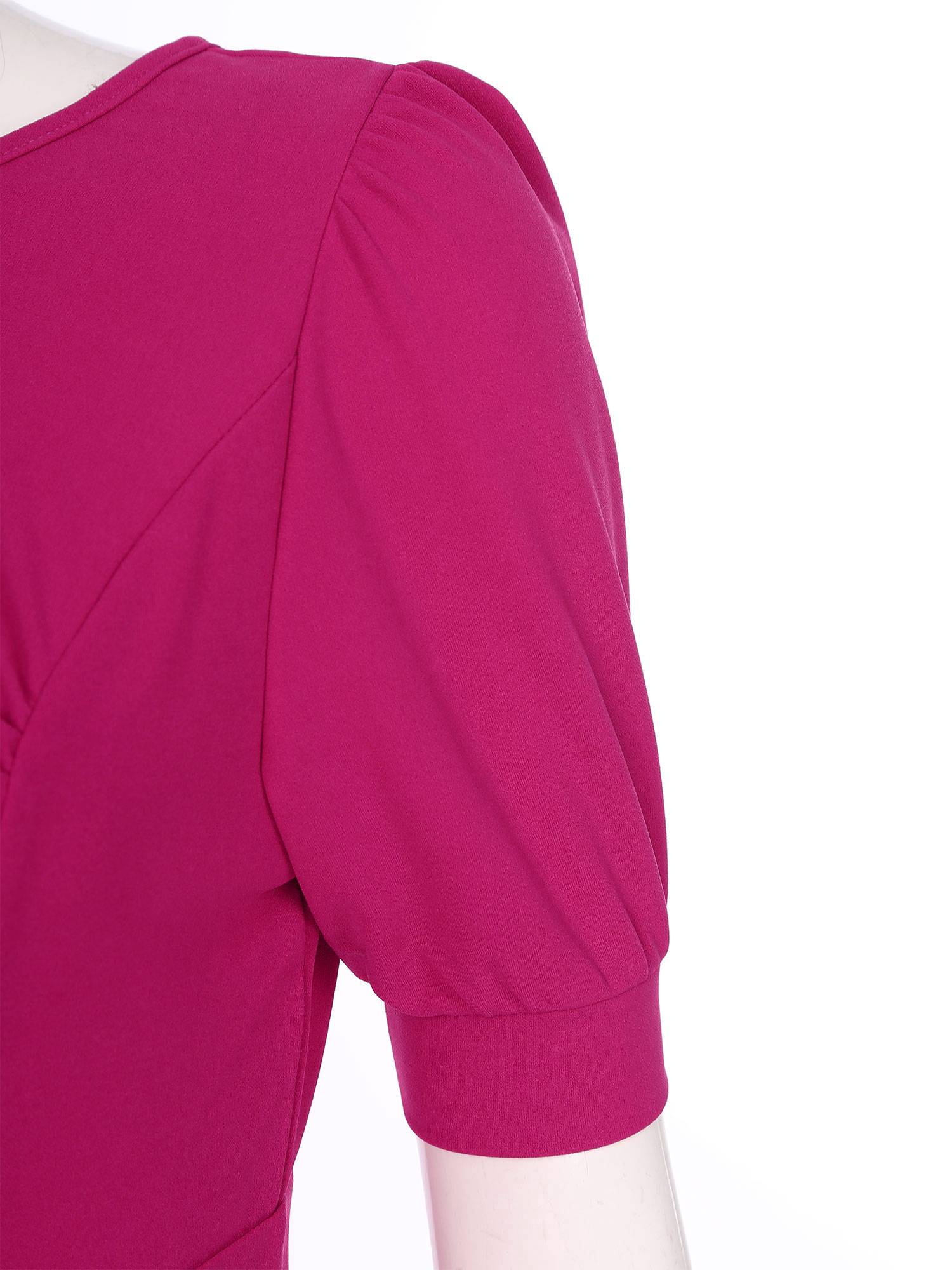 Women Short Sleeve Ruffles Bodycon Midi Pencil Dress for Work Cocktail