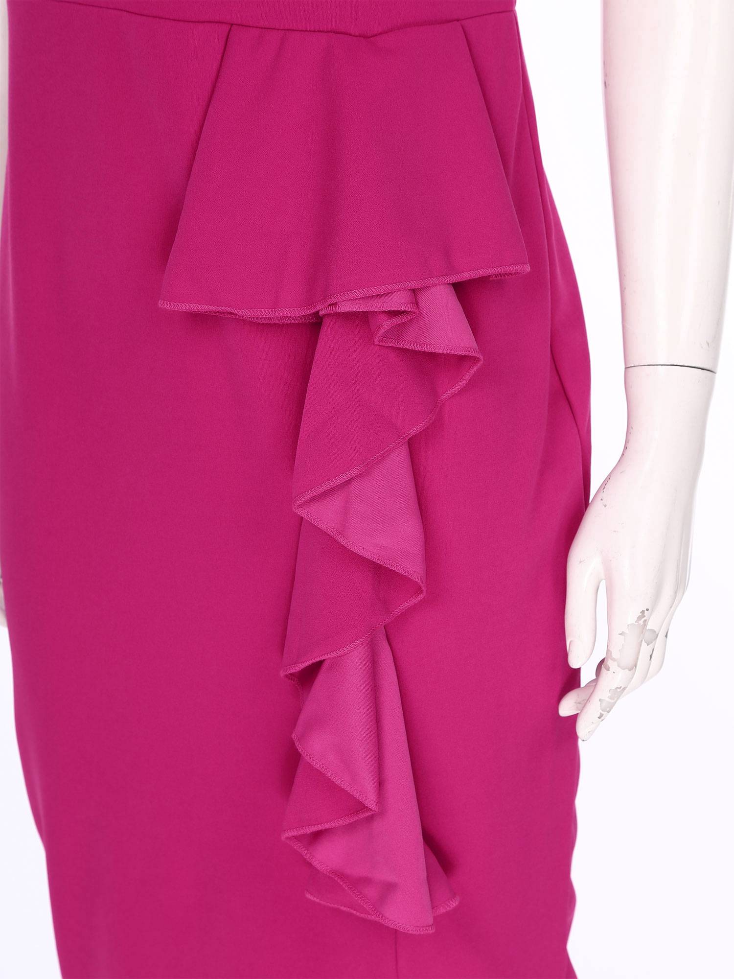 Women Short Sleeve Ruffles Bodycon Midi Pencil Dress for Work Cocktail