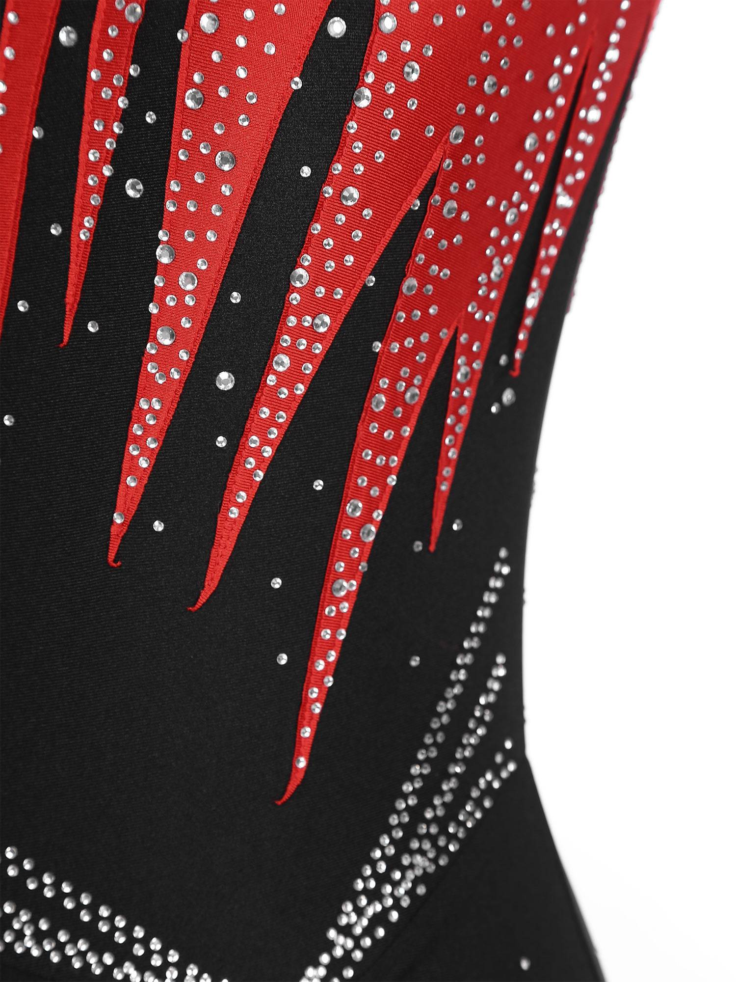 Women Sleeveless Scoop Neck Shiny Rhinestones Gymnastics Leotard