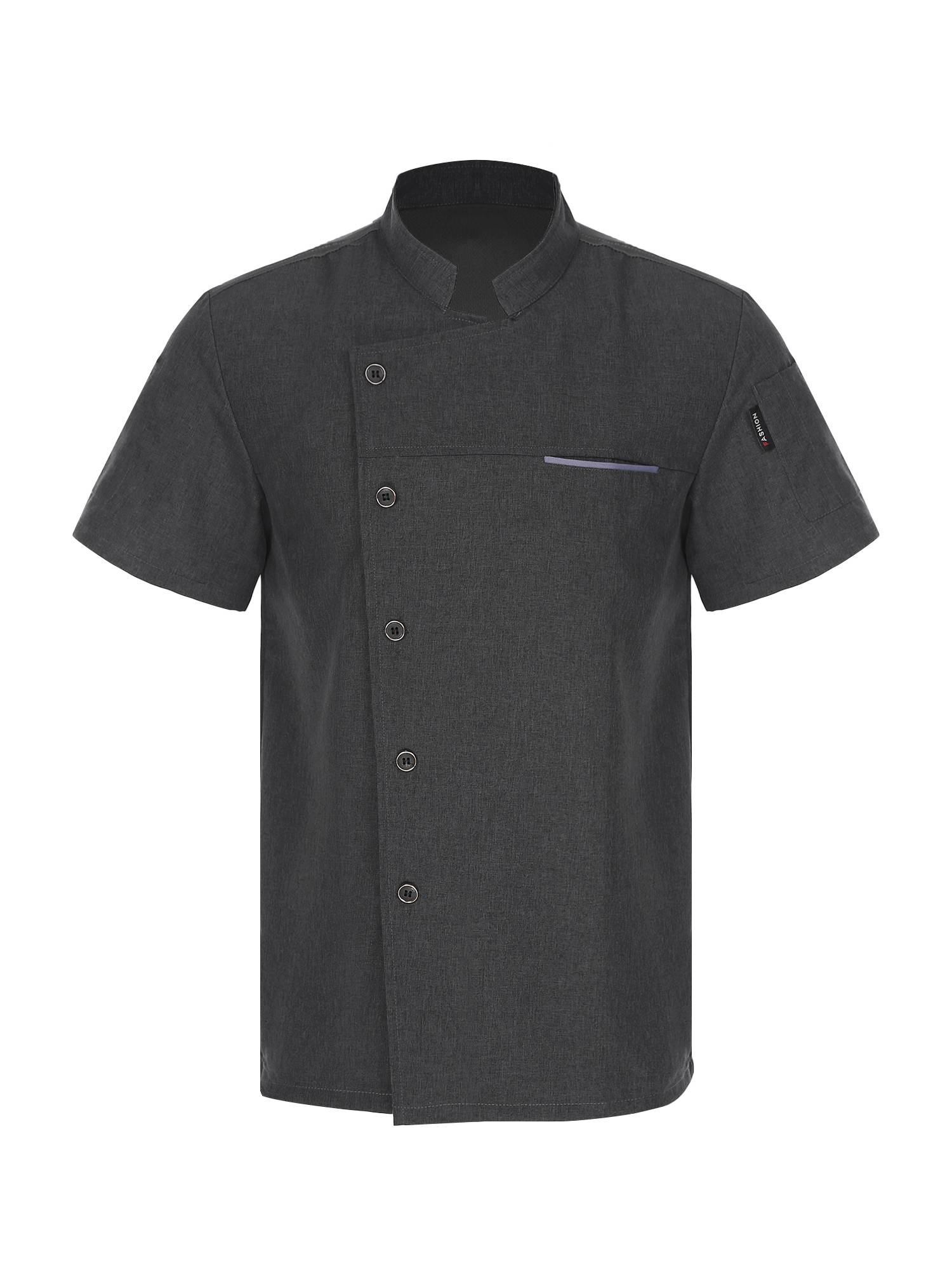 Adults Short Sleeve Stand Collar Button Chef Shirt Kitchen Uniform