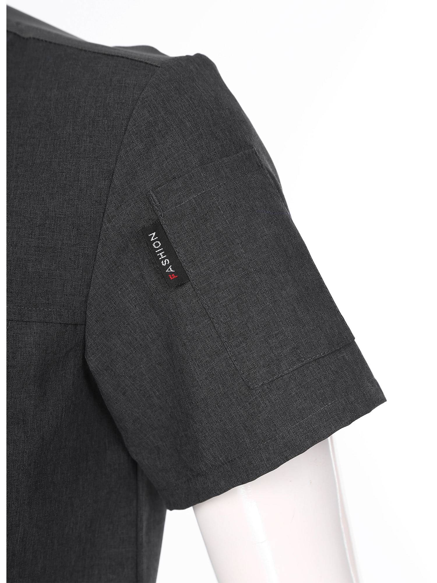 Adults Short Sleeve Stand Collar Button Chef Shirt Kitchen Uniform