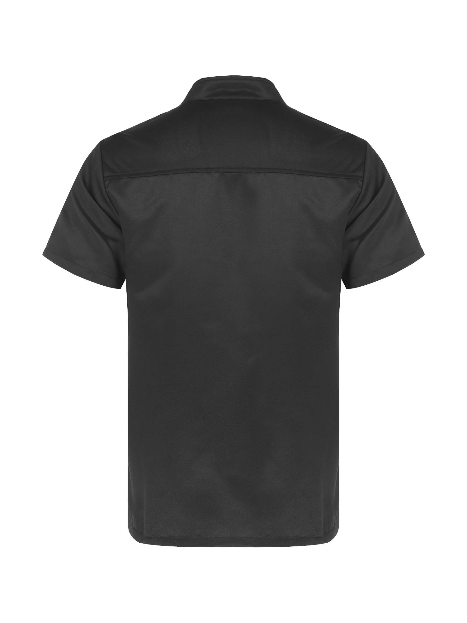 Adults Short Sleeve Stand Collar Button Chef Shirt Kitchen Uniform
