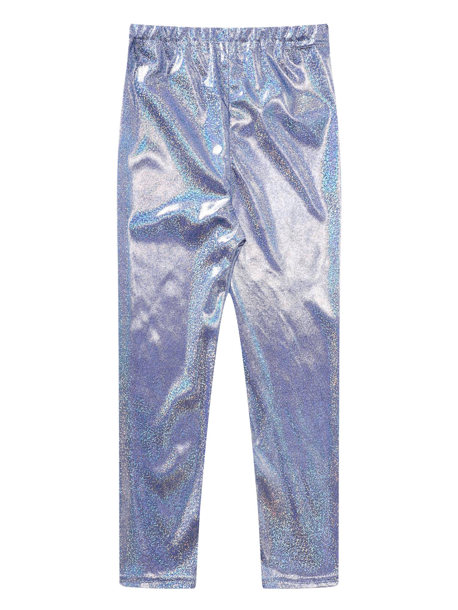 Kids Girls Metallic Elastic Waistband Leggings for Dance Party