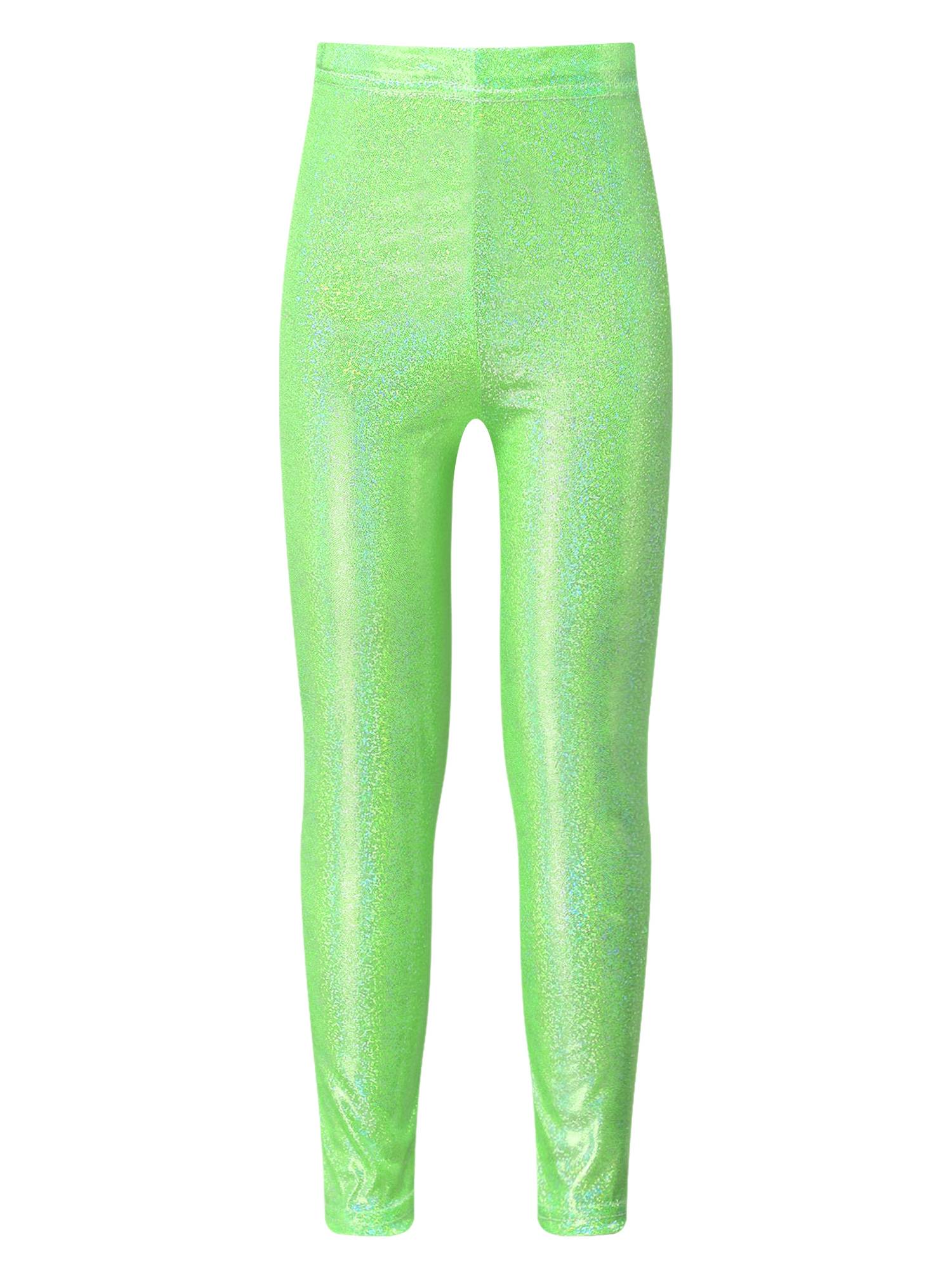 Kids Girls Metallic Elastic Waistband Leggings for Dance Party