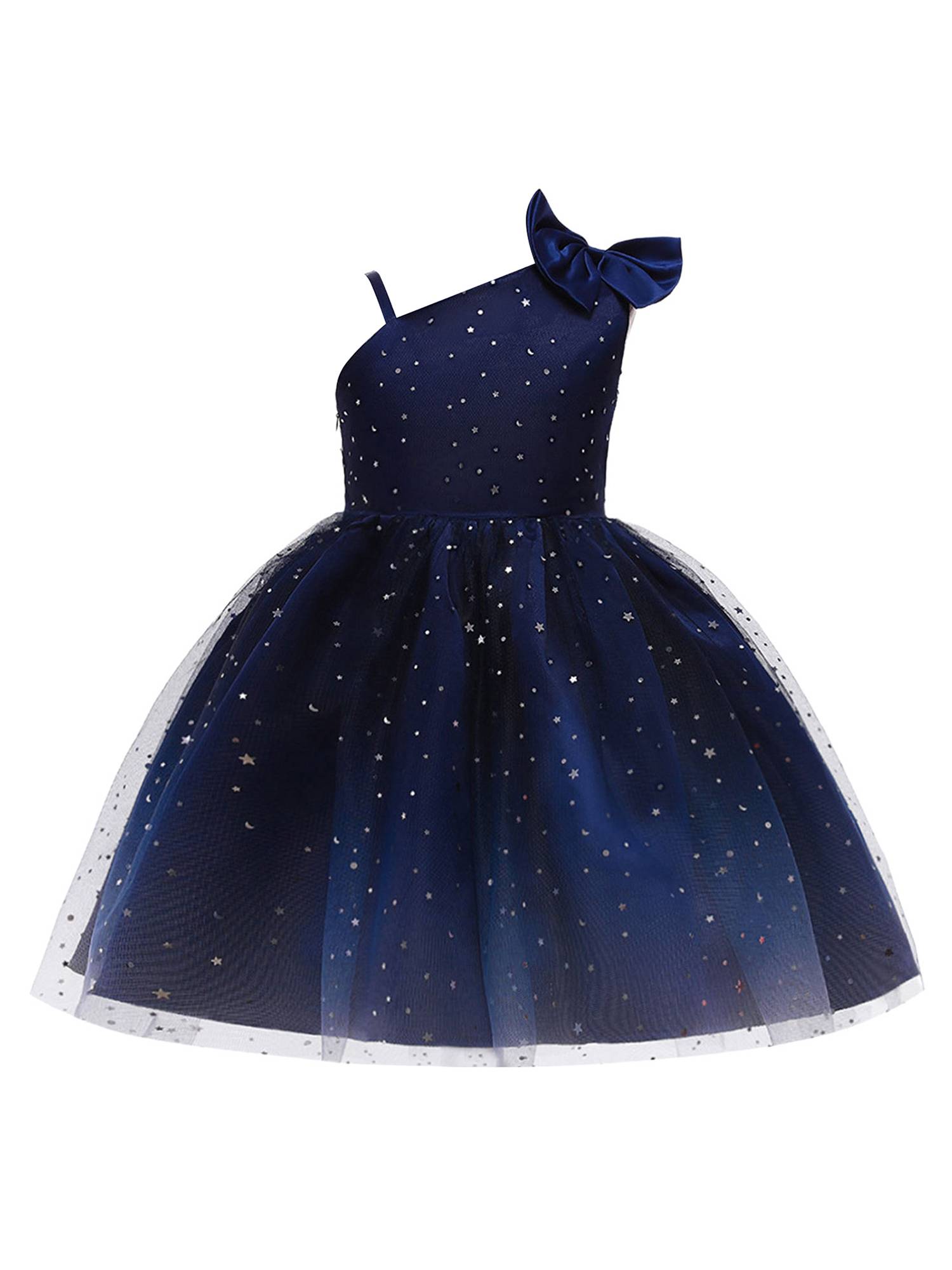 Toddler Girls Sequins One Shoulder Tutu Dress Flower Girls Gown