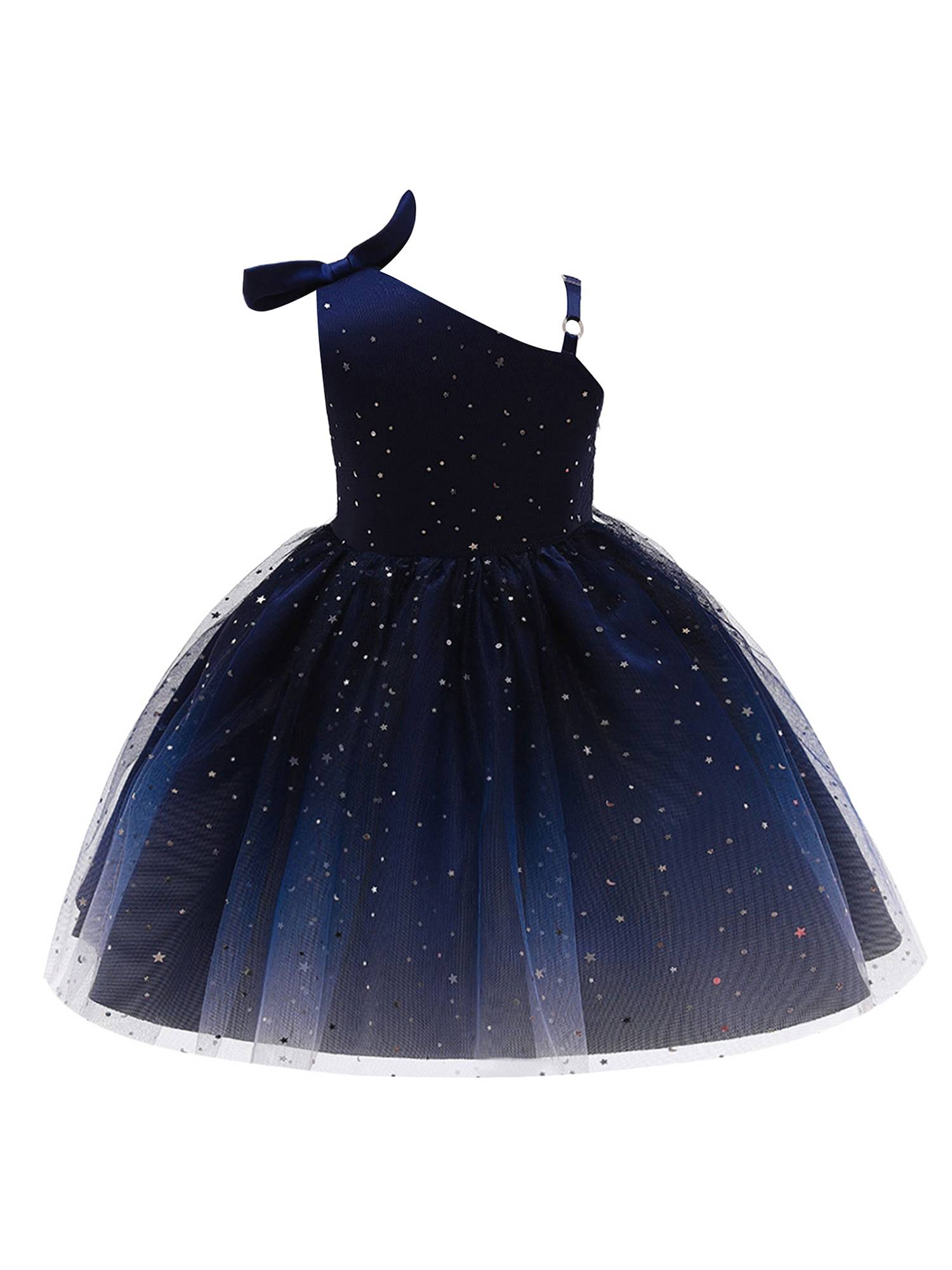 Toddler Girls Sequins One Shoulder Tutu Dress Flower Girls Gown