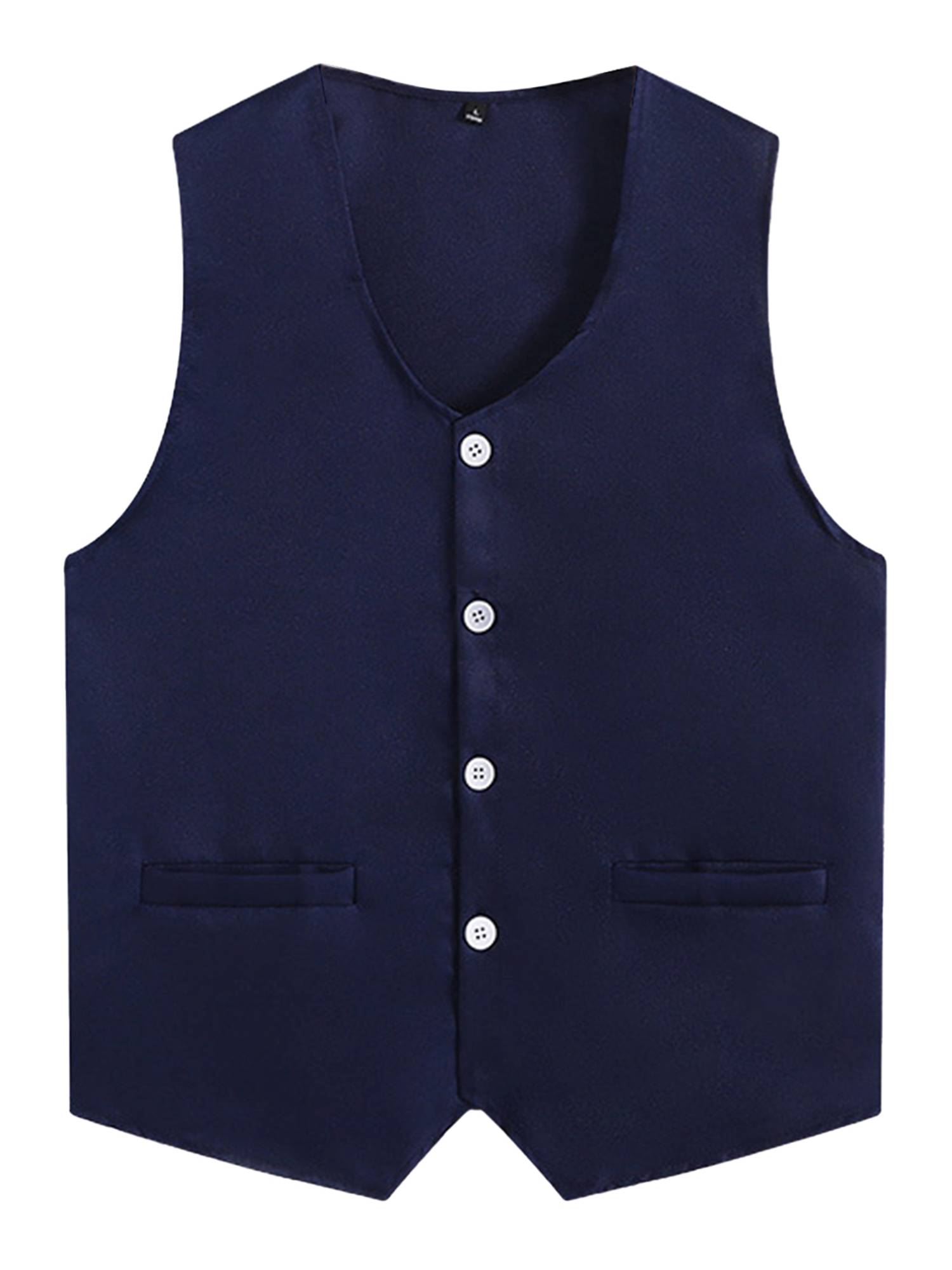 Kids Boys Solid Color V Neck Sleeveless Button Front Vest