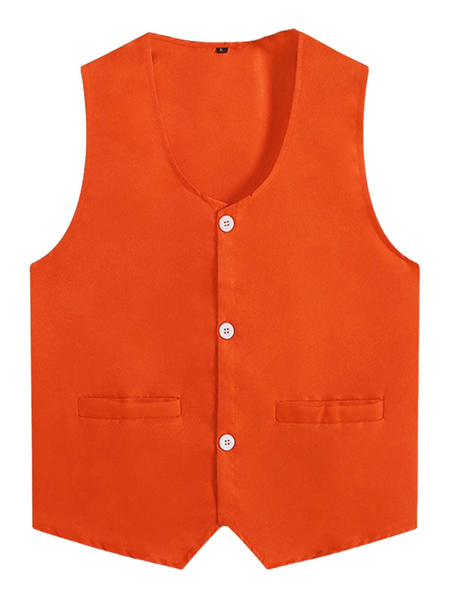 Kids Boys Solid Color V Neck Sleeveless Button Front Vest