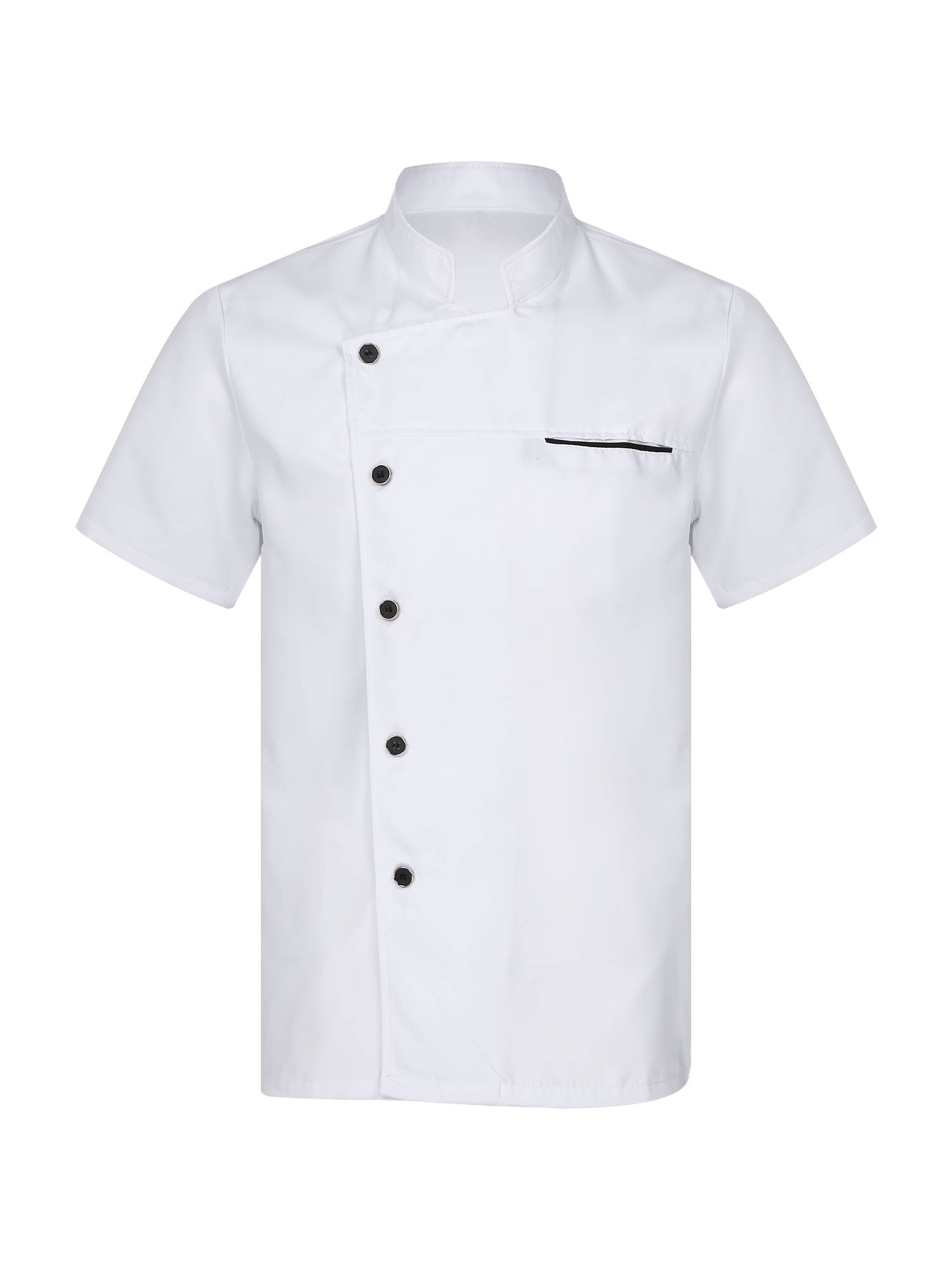 Adults Short Sleeve Stand Collar Button Chef Shirt Kitchen Uniform