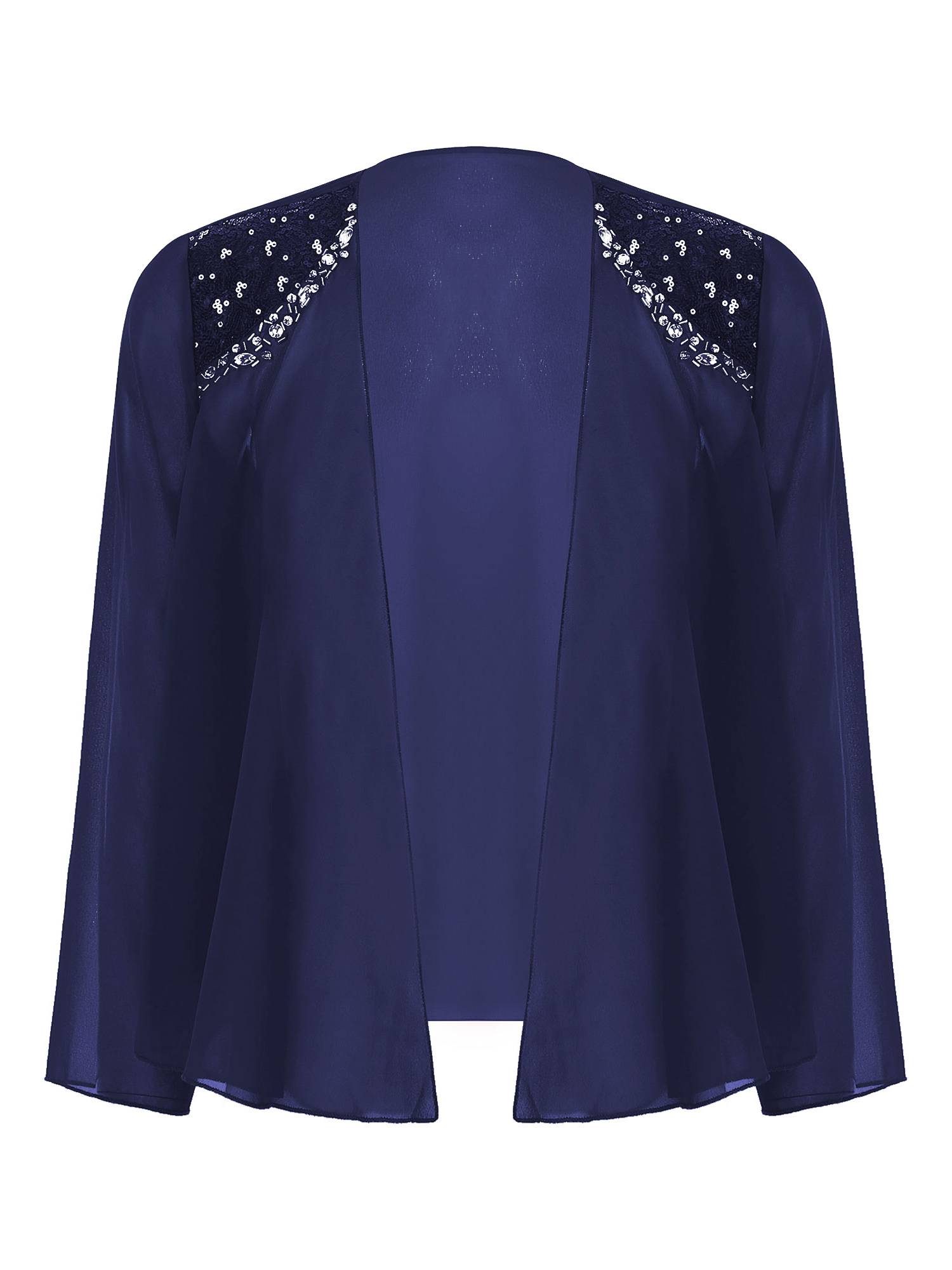 Women Sequins Rhinestones Long Sleeve Open Front Bolero Jackets