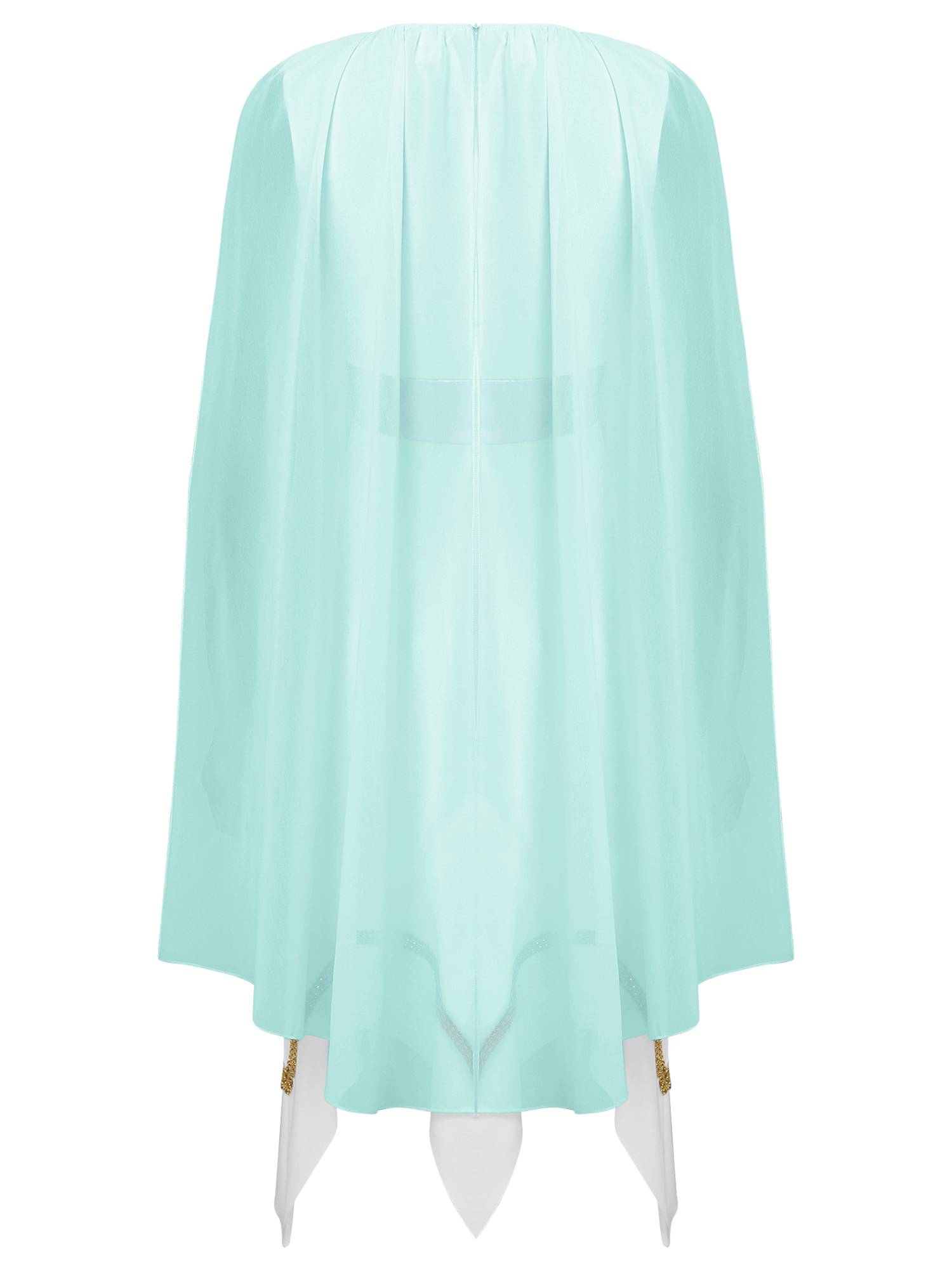 Women Sleeveless Asymmetrical A-line Tunic Ancient Greek Toga Dress with Cape