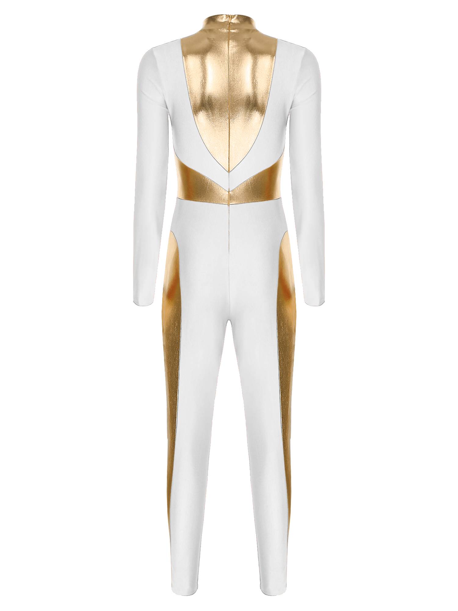 Women Long Sleeve Metallic Gymnastics Unitard