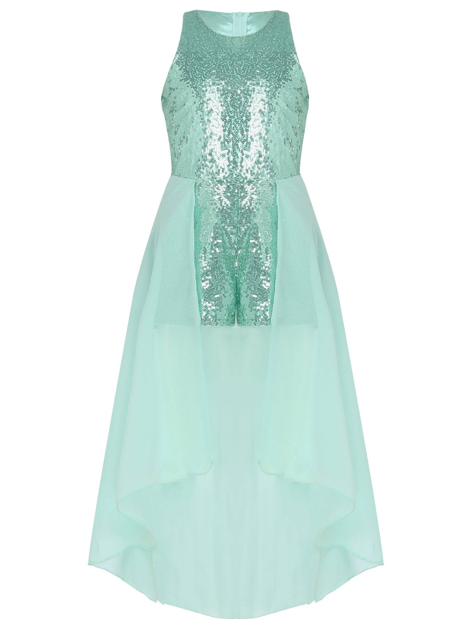 Kids Girls Sleeveless Sparkly Sequin Jumpsuit Dress