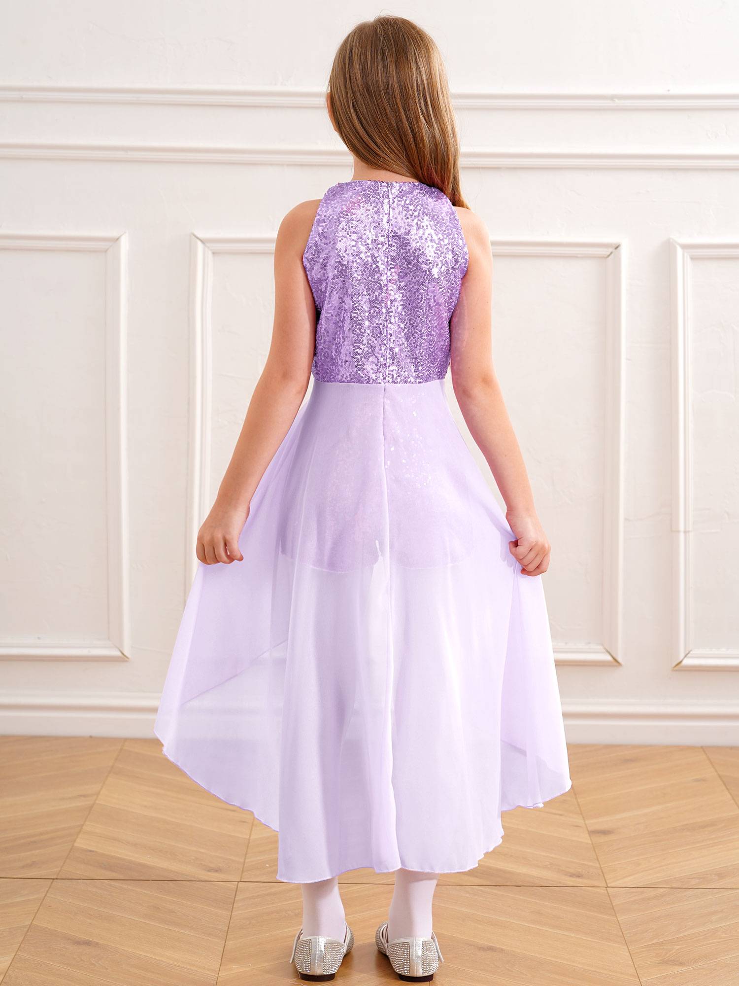 Kids Girls Sleeveless Sparkly Sequin Jumpsuit Dress