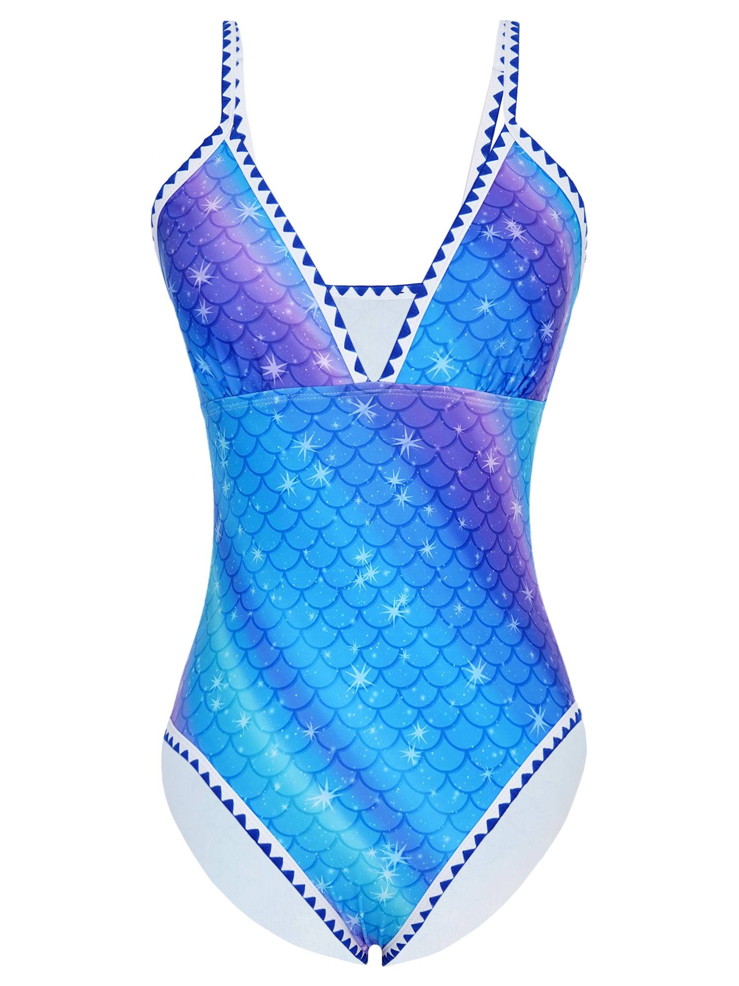 Women Deep V Neck Sleeveless High Cut One Piece Swimsuit