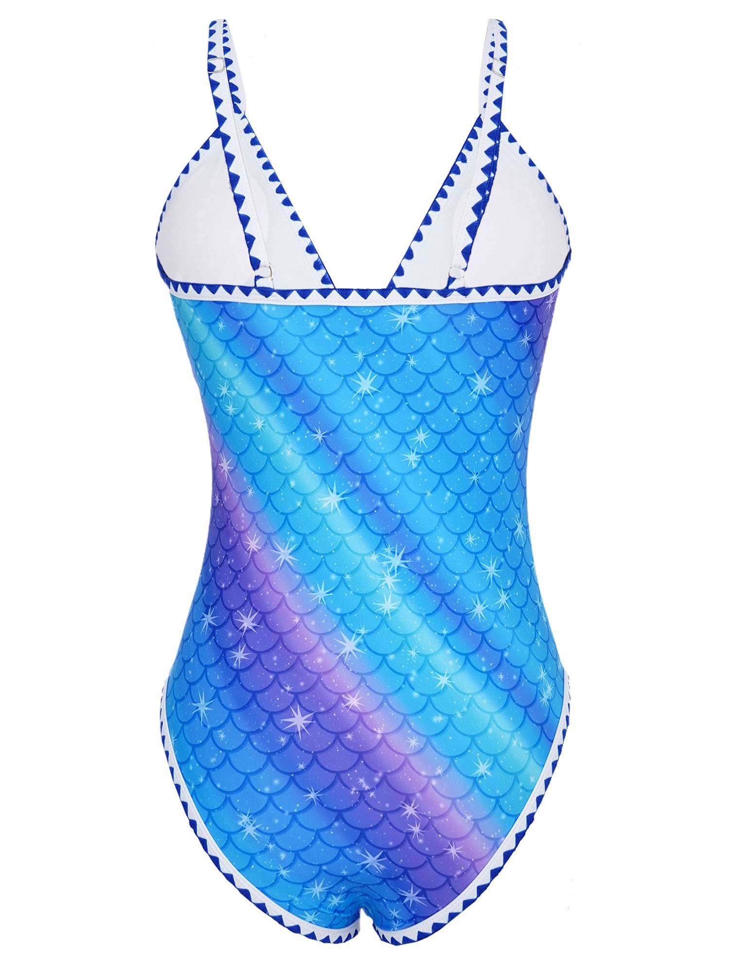 Women Deep V Neck Sleeveless High Cut One Piece Swimsuit