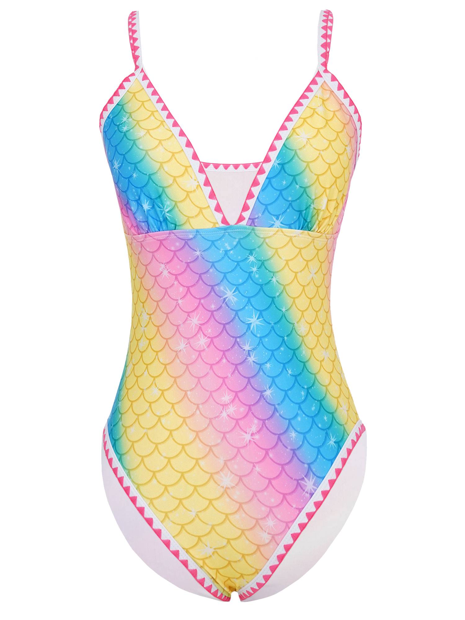 Women Deep V Neck Sleeveless High Cut One Piece Swimsuit