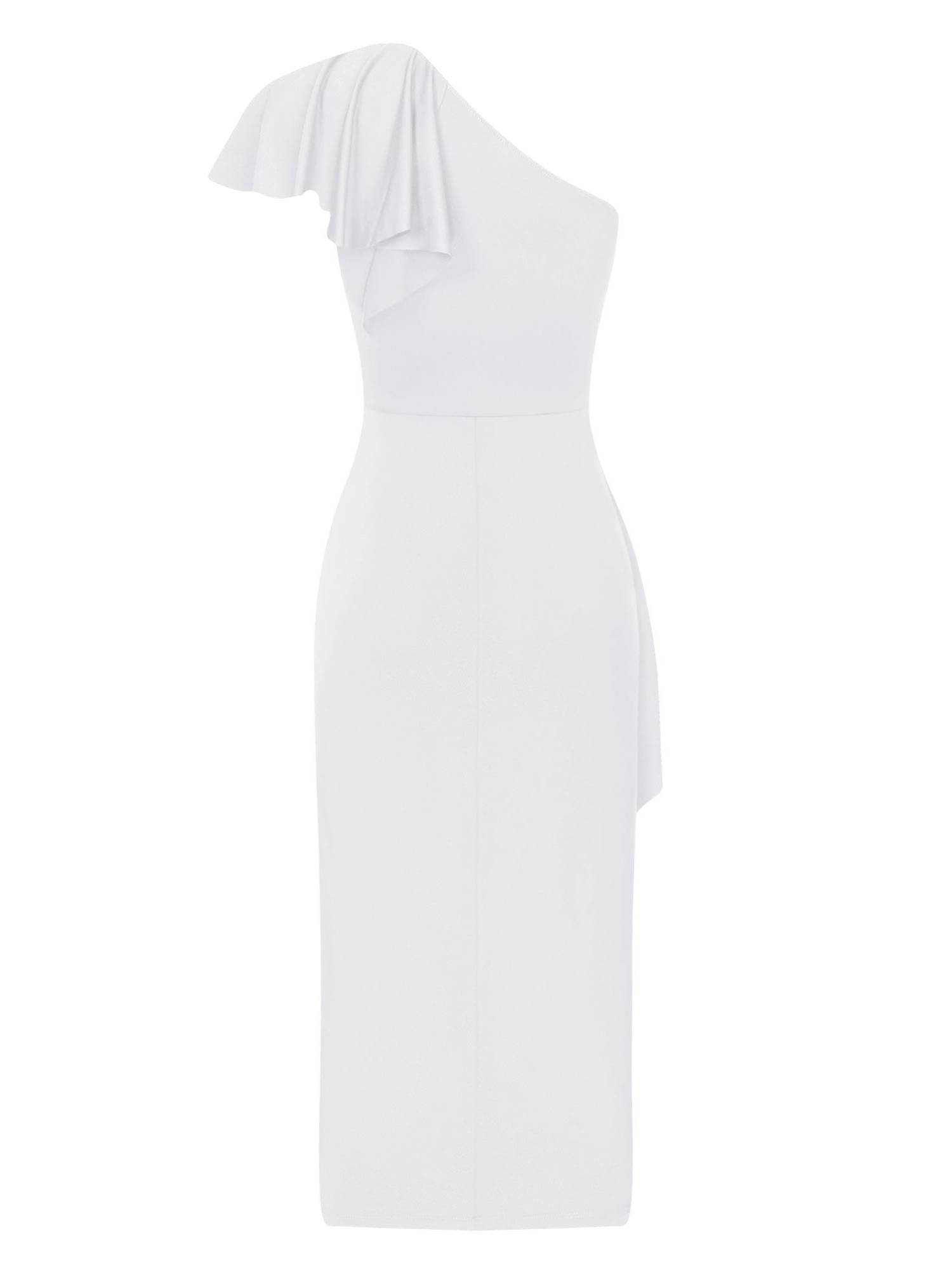 Women One Shoulder Cascading Ruffles Bodycon Pencil Dress for Cocktail
