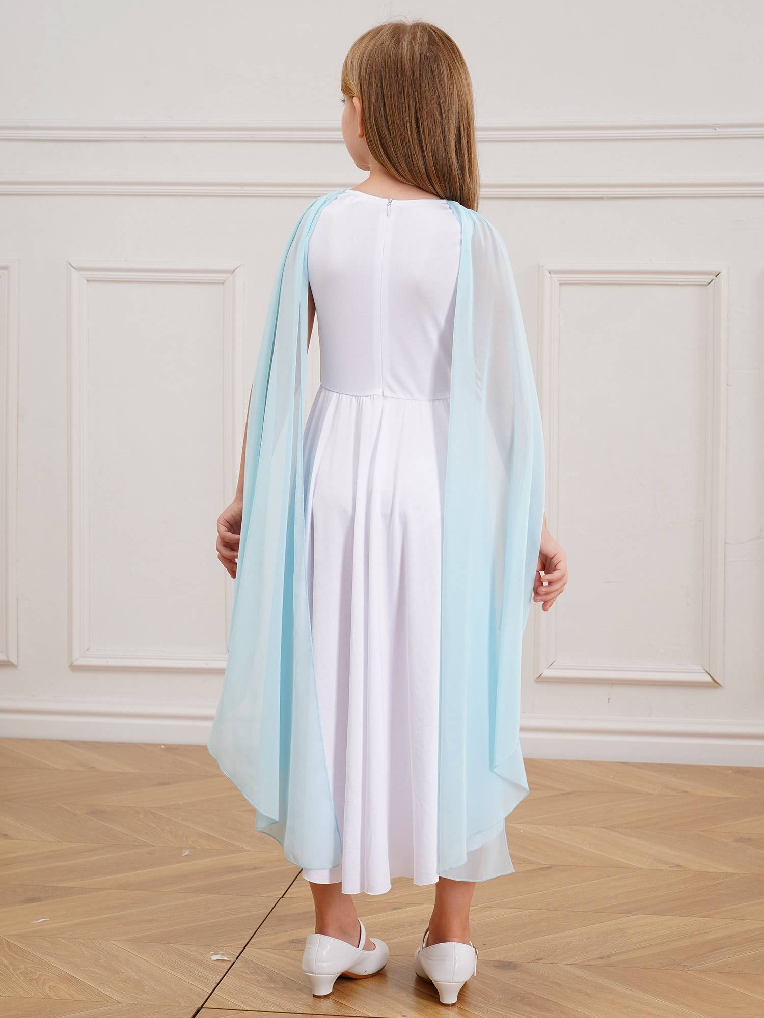 Kids Girls Sleeveless Shawl Flowy Hi-Lo Dress Halloween Greek Toga Costume