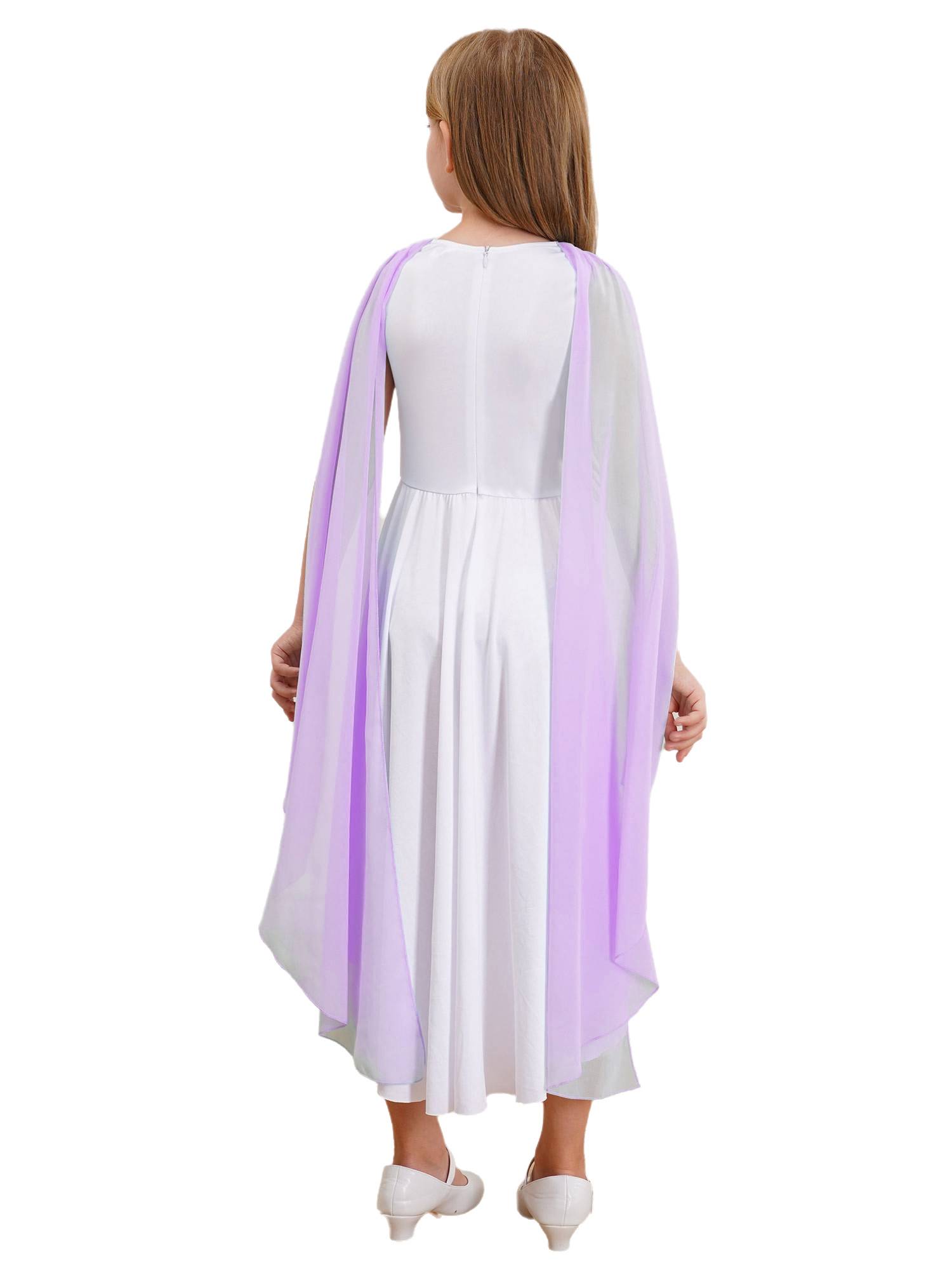 Kids Girls Sleeveless Shawl Flowy Hi-Lo Dress Halloween Greek Toga Costume