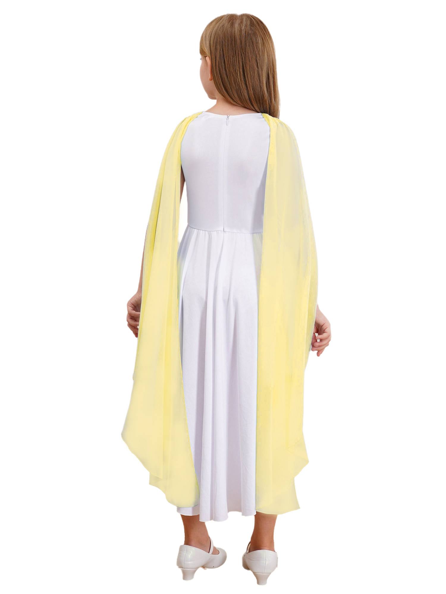 Kids Girls Sleeveless Shawl Flowy Hi-Lo Dress Halloween Greek Toga Costume