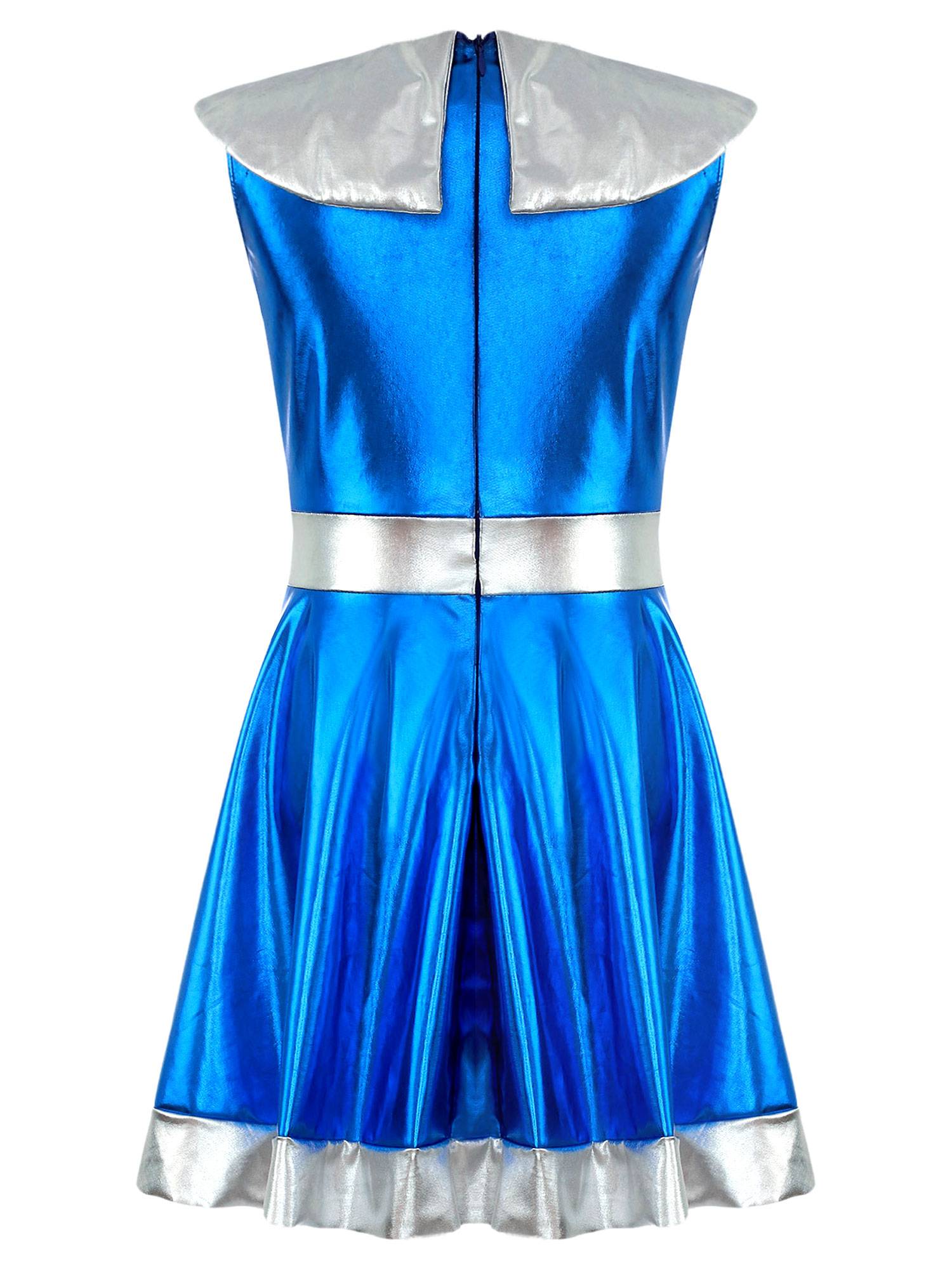 Kids Girl Sleeveless Metallic Y3K A-line Dress Halloween Alien Costume