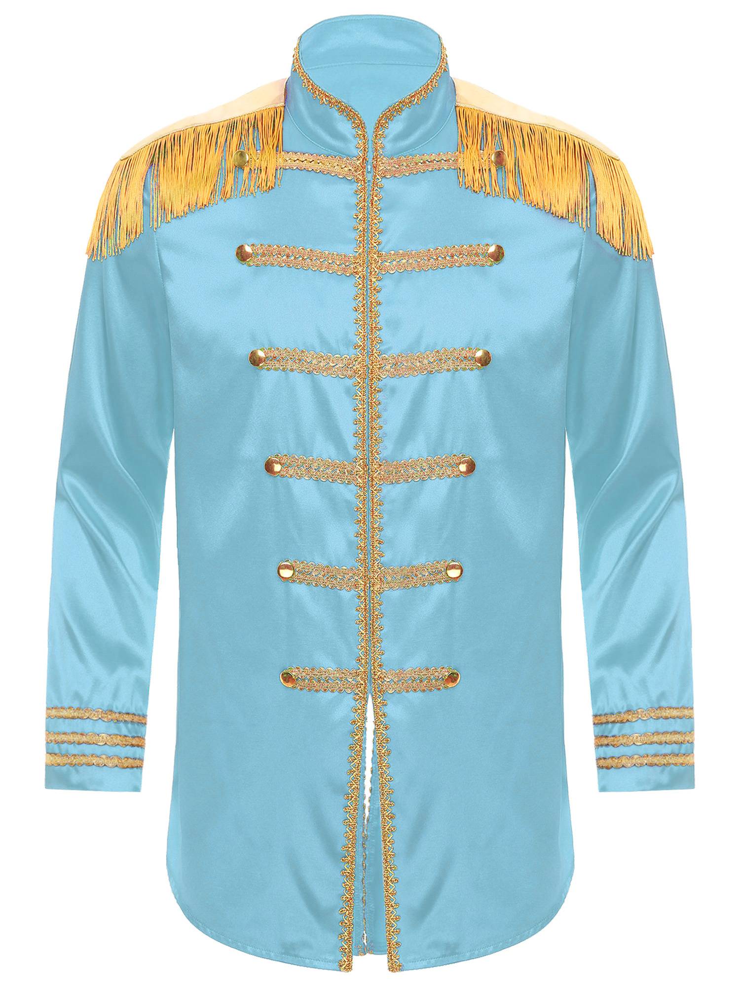 Men Halloween Long Sleeve Front Zip-up Satin Jackets Circus Costume