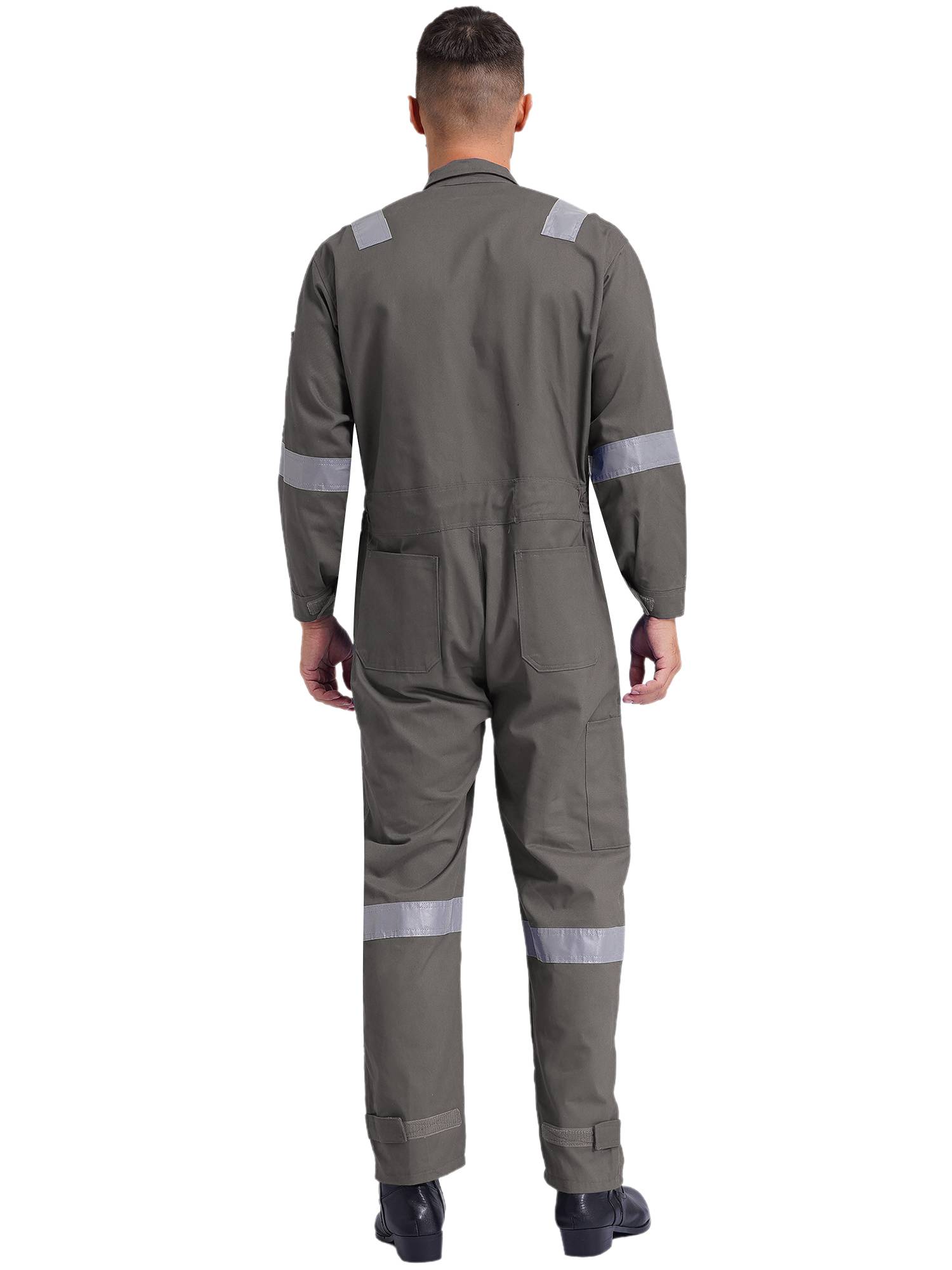 Men Long Sleeve 100% Cotton Reflective Strips Dustproof Dungarees Jumpsuit