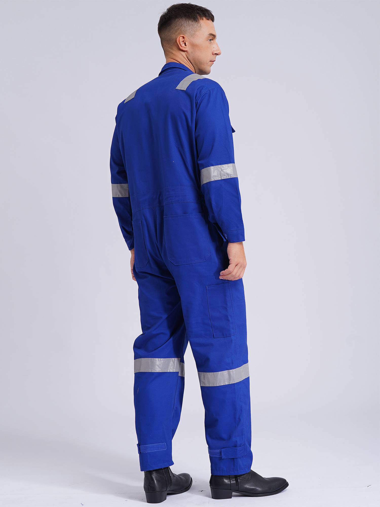Men Long Sleeve 100% Cotton Reflective Strips Dustproof Dungarees Jumpsuit
