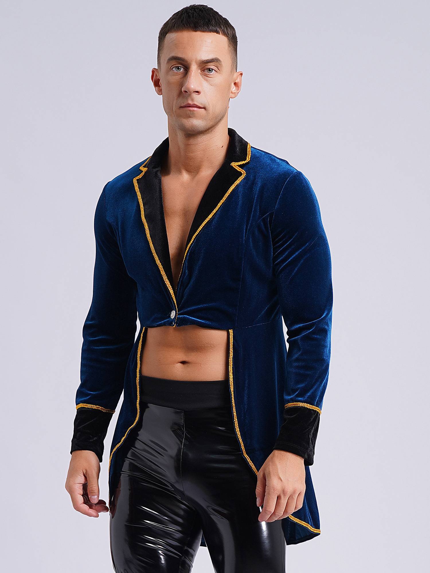 Men Velvet Long Sleeve Lapel Blazers Jacket for Halloween