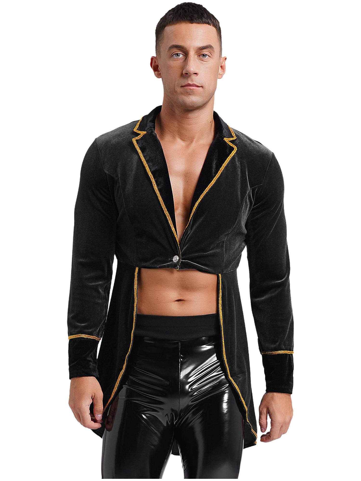 Men Velvet Long Sleeve Lapel Blazers Jacket for Halloween