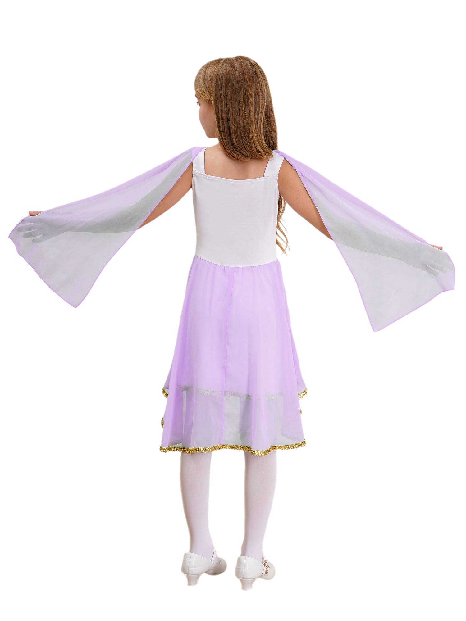 Girl Sleeveless Asymmetrical Dress Halloween Greek Toga Costume