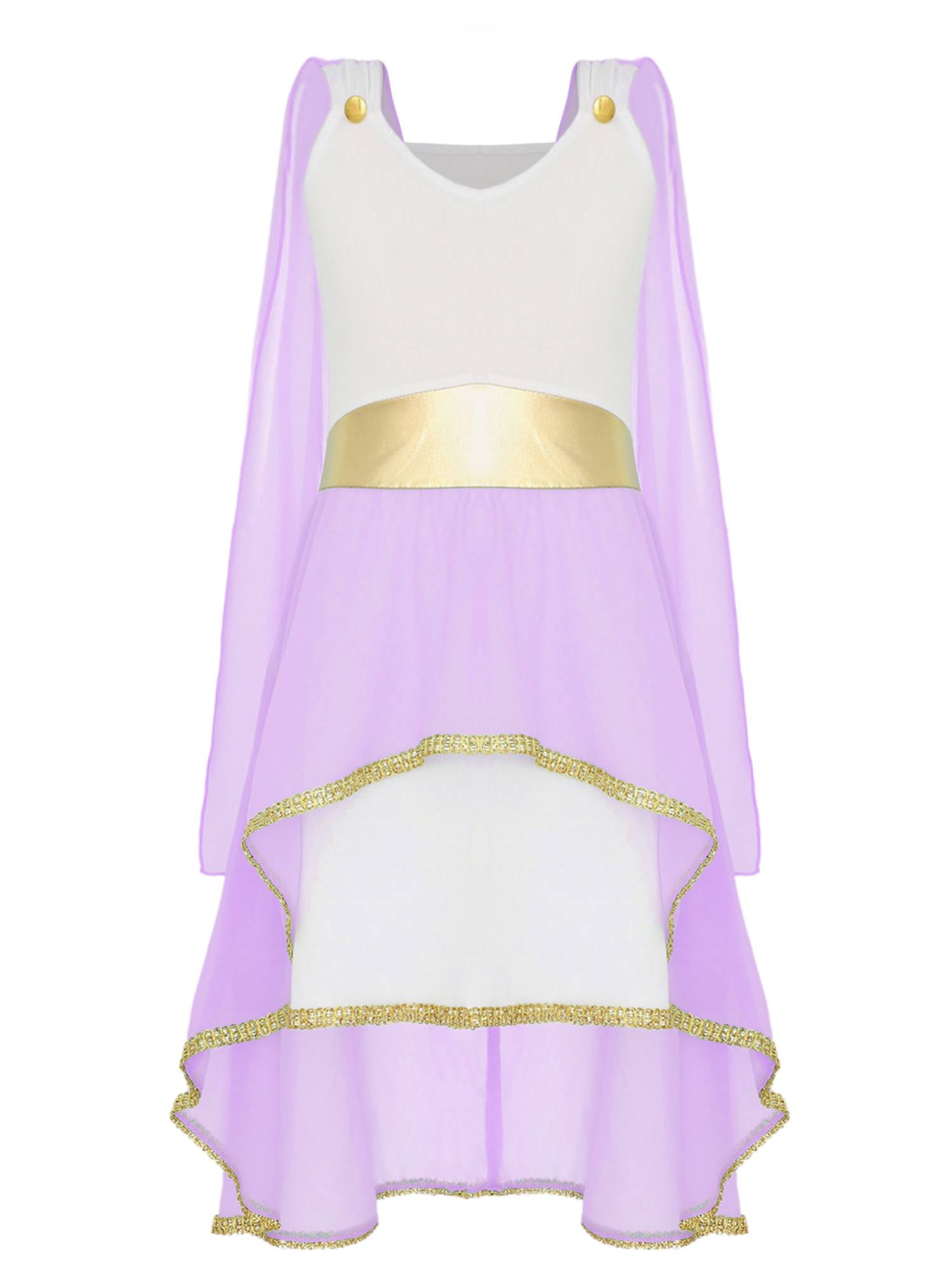 Girl Sleeveless Asymmetrical Dress Halloween Greek Toga Costume