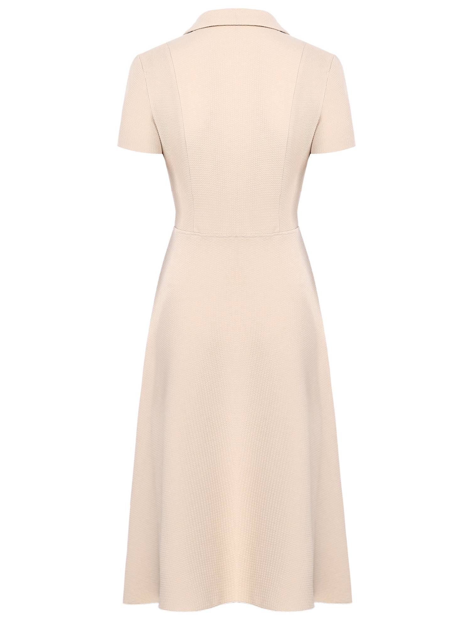 Women A-line Notch Lapel Short Sleeve Midi Dress for Work Evening