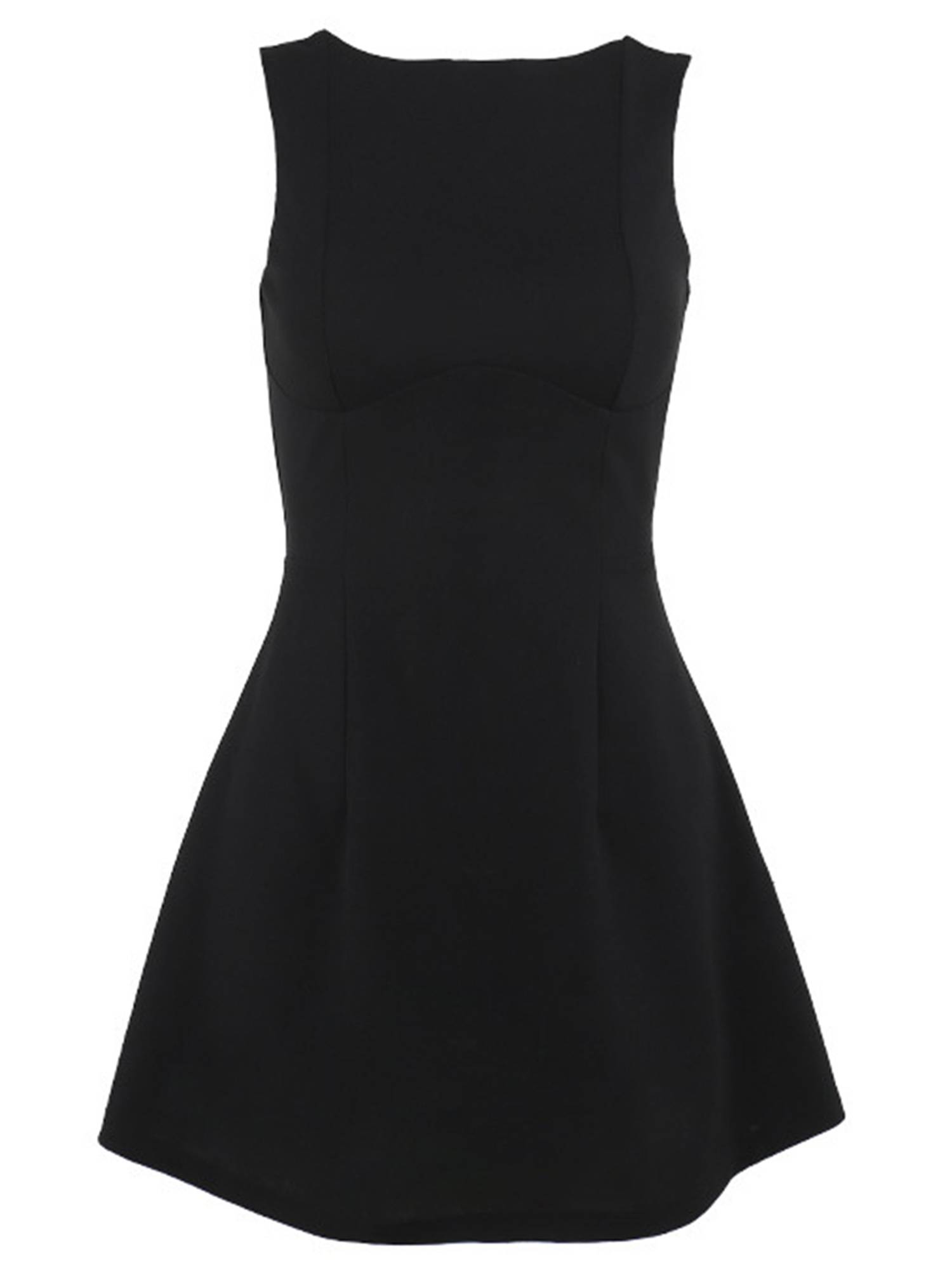 Women A-line Dress Sleeveless Backless Solid Color for Party