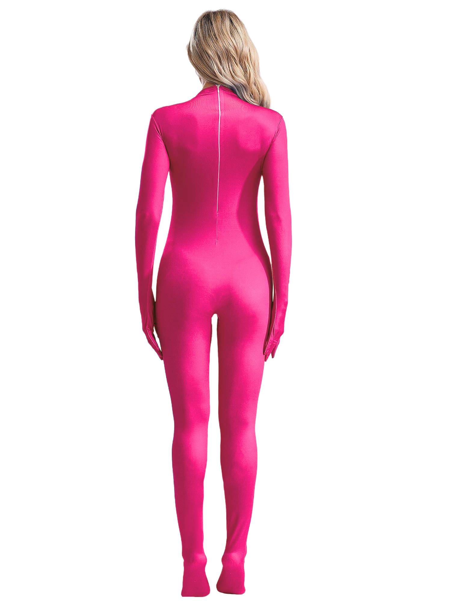 Women Long Sleeve Full Body Footed Solid Color Gymnastic Unitard