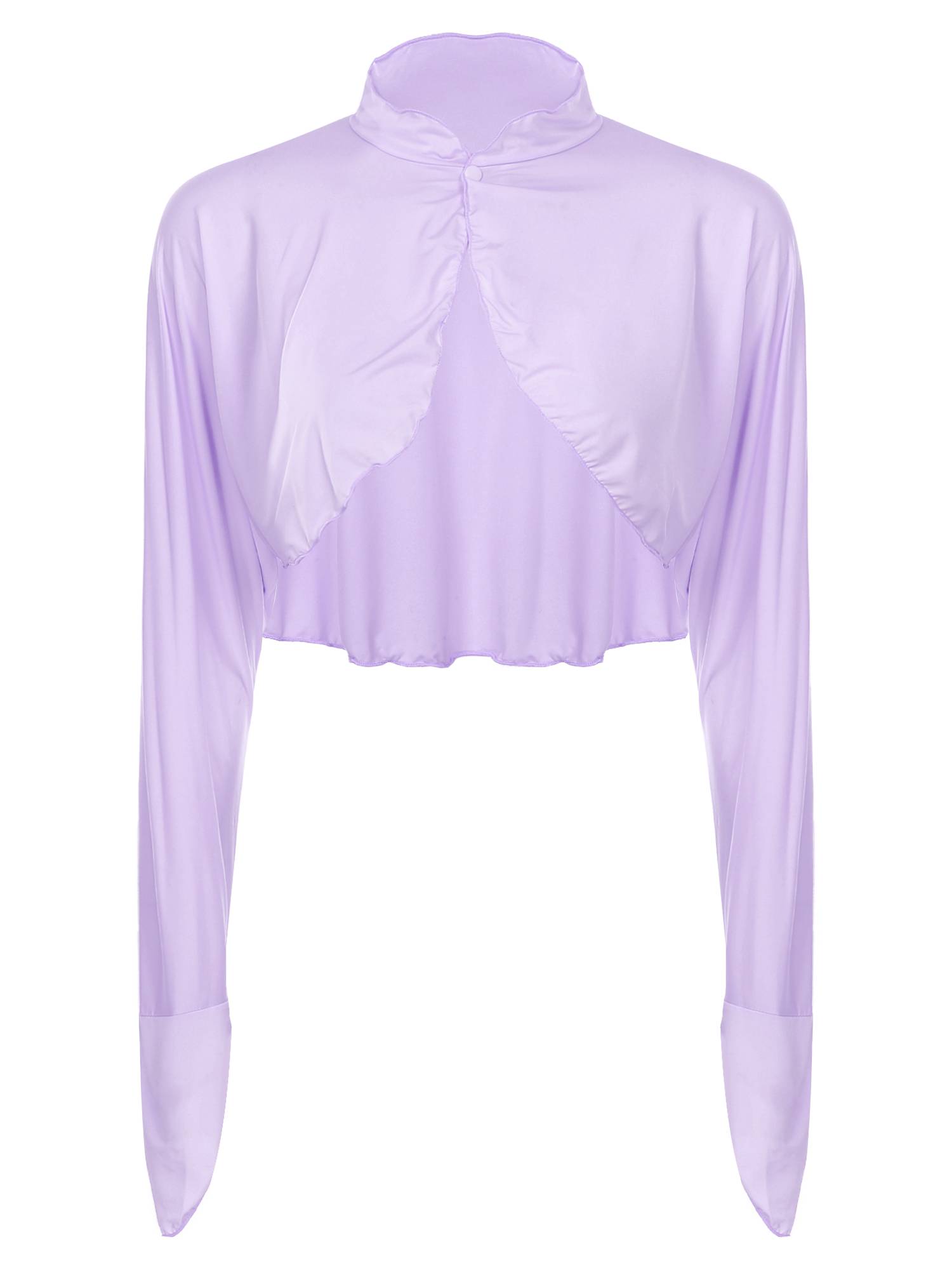 Women Sun-Protective Stand Collar Long Sleeve Asymmetrical Cover-Ups