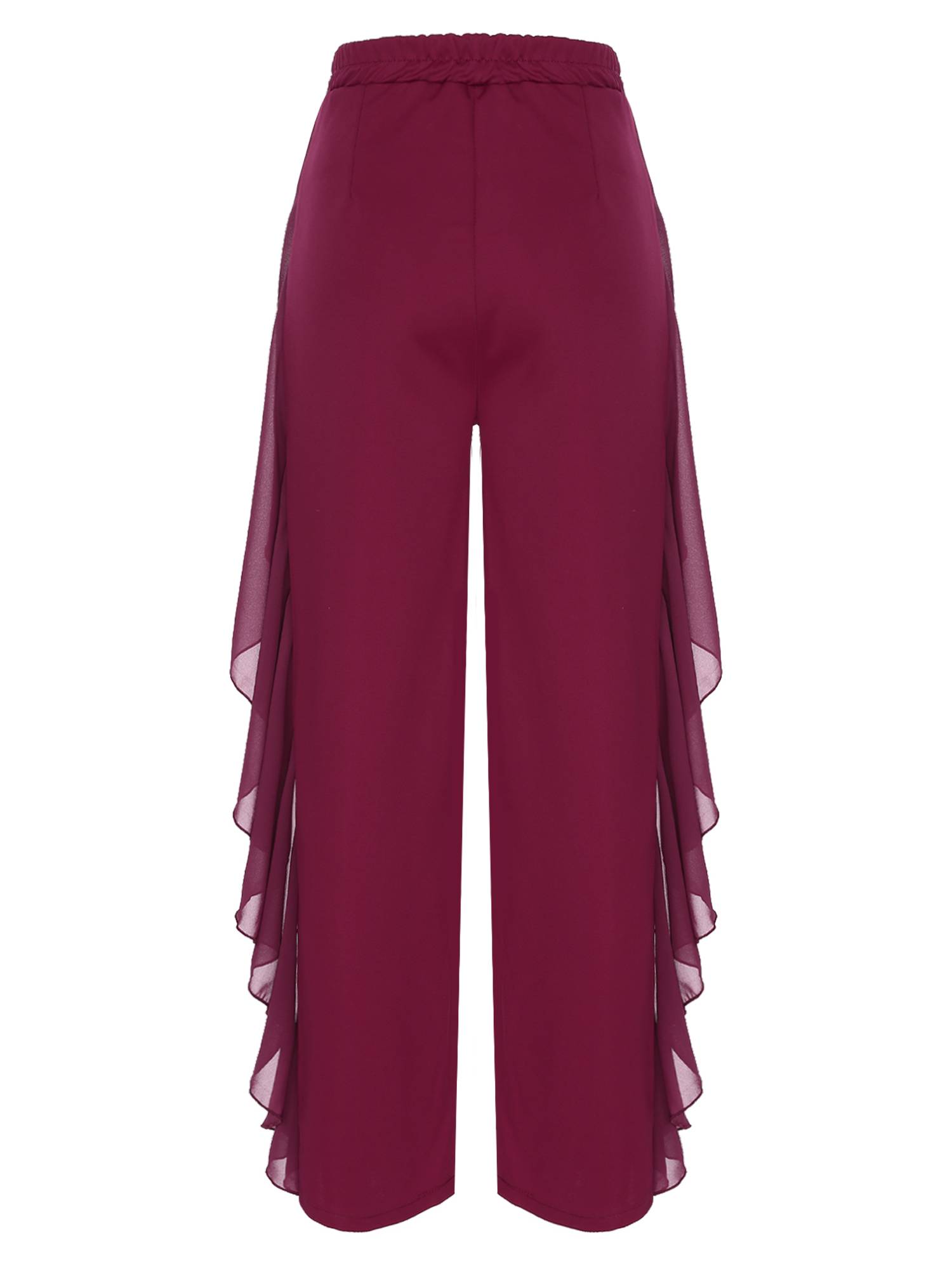 Women Ruffled High Waist Solid Color Lyrical Dance Pants