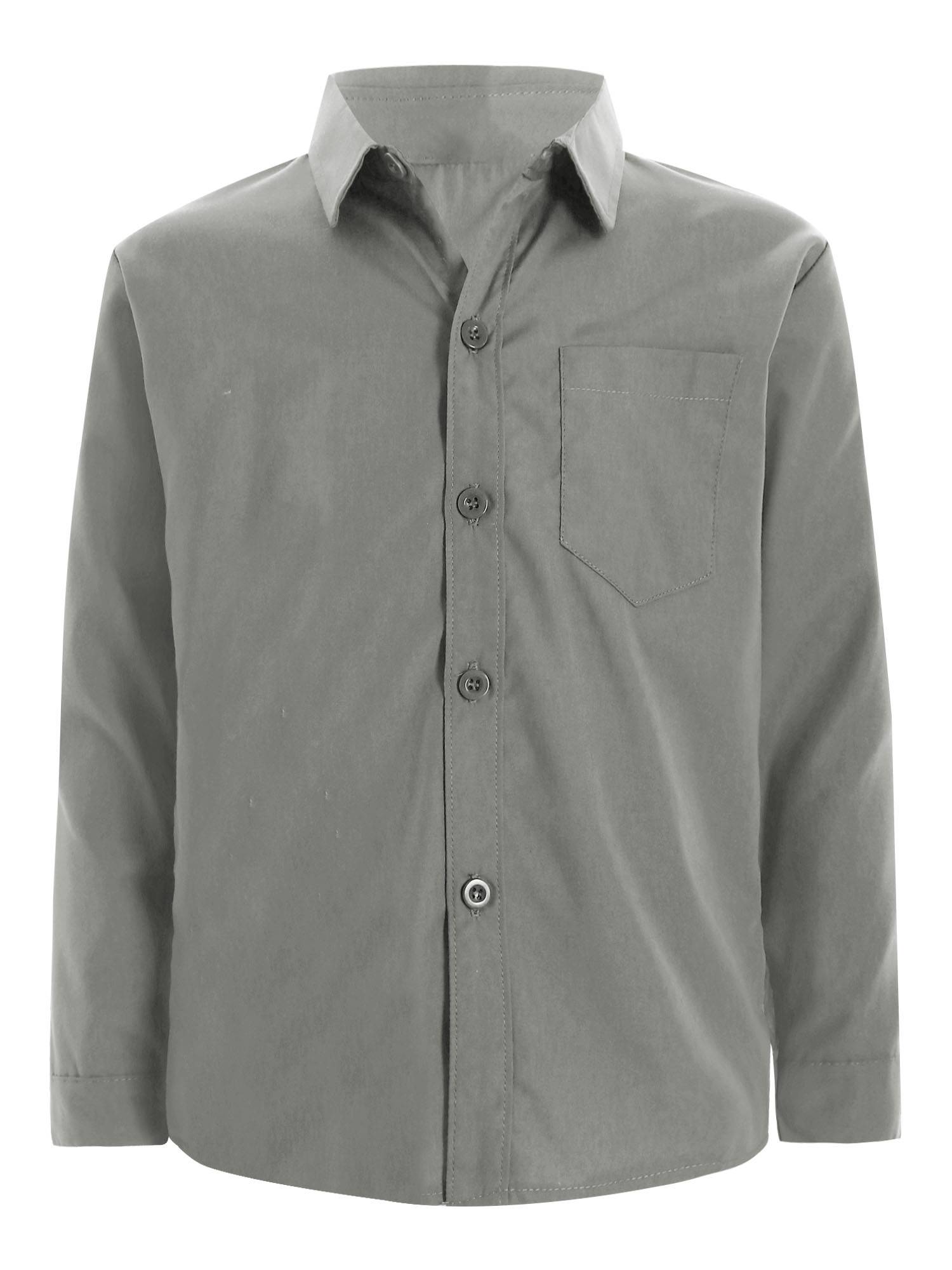 Kids Boys Long Sleeve Solid Color Button-Down Shirt
