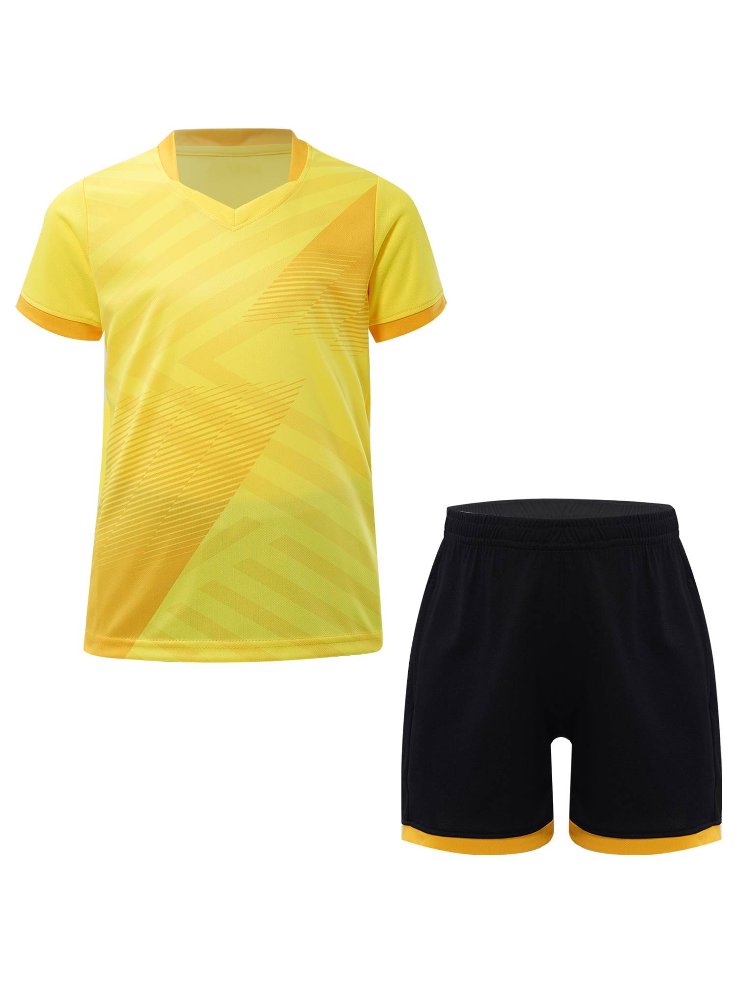 Kids Boys 2pcs Sports Set Football Quick-Drying Stripes T-shirt and Shorts