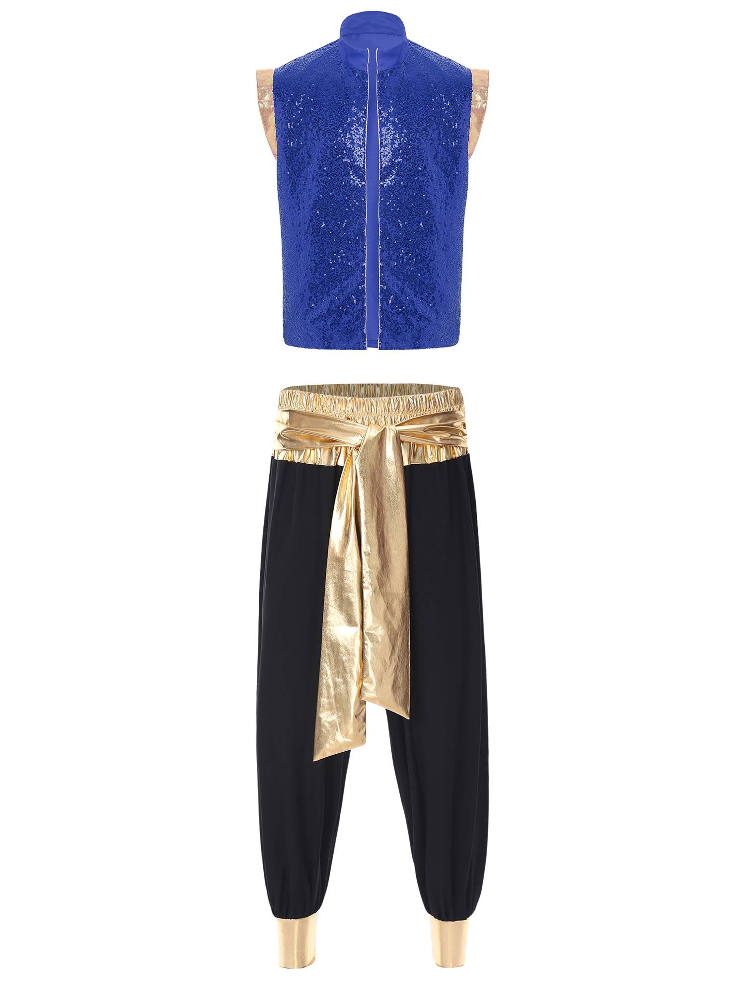 Men 2pcs Sequin Vest and Pants Halloween Arabian Prince Costume Set