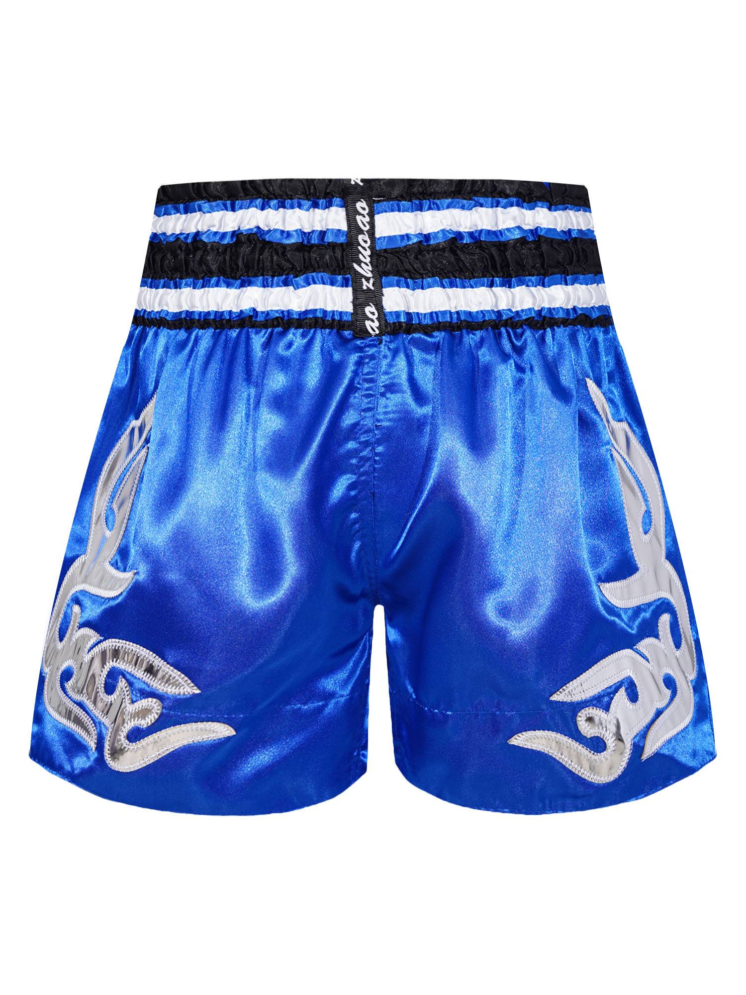 Kids Boys Color Block Elastic Waistband Side Slit Boxing Shorts