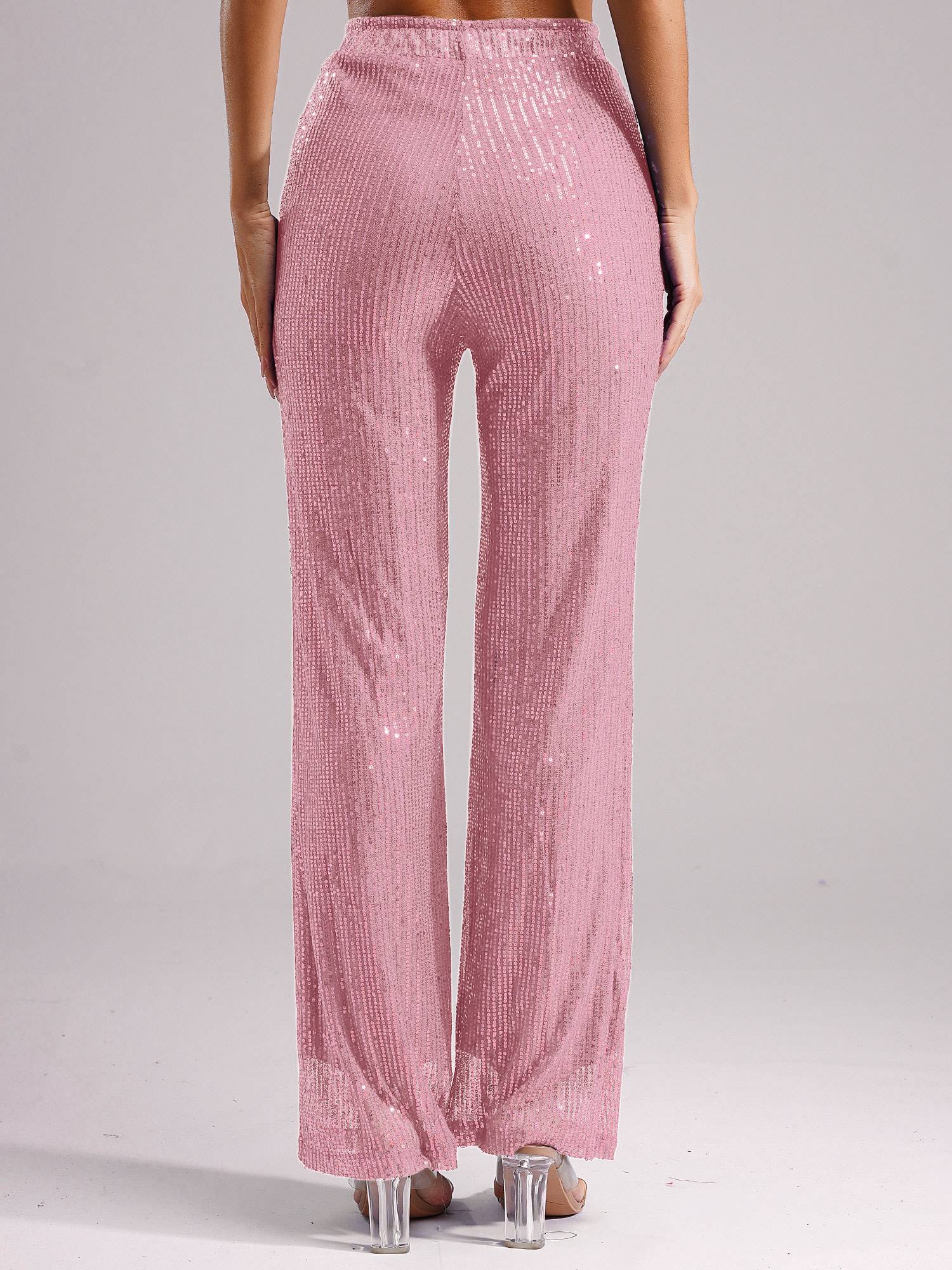 Women High Waist Glitter Sequins Loose Pants for Dance Party