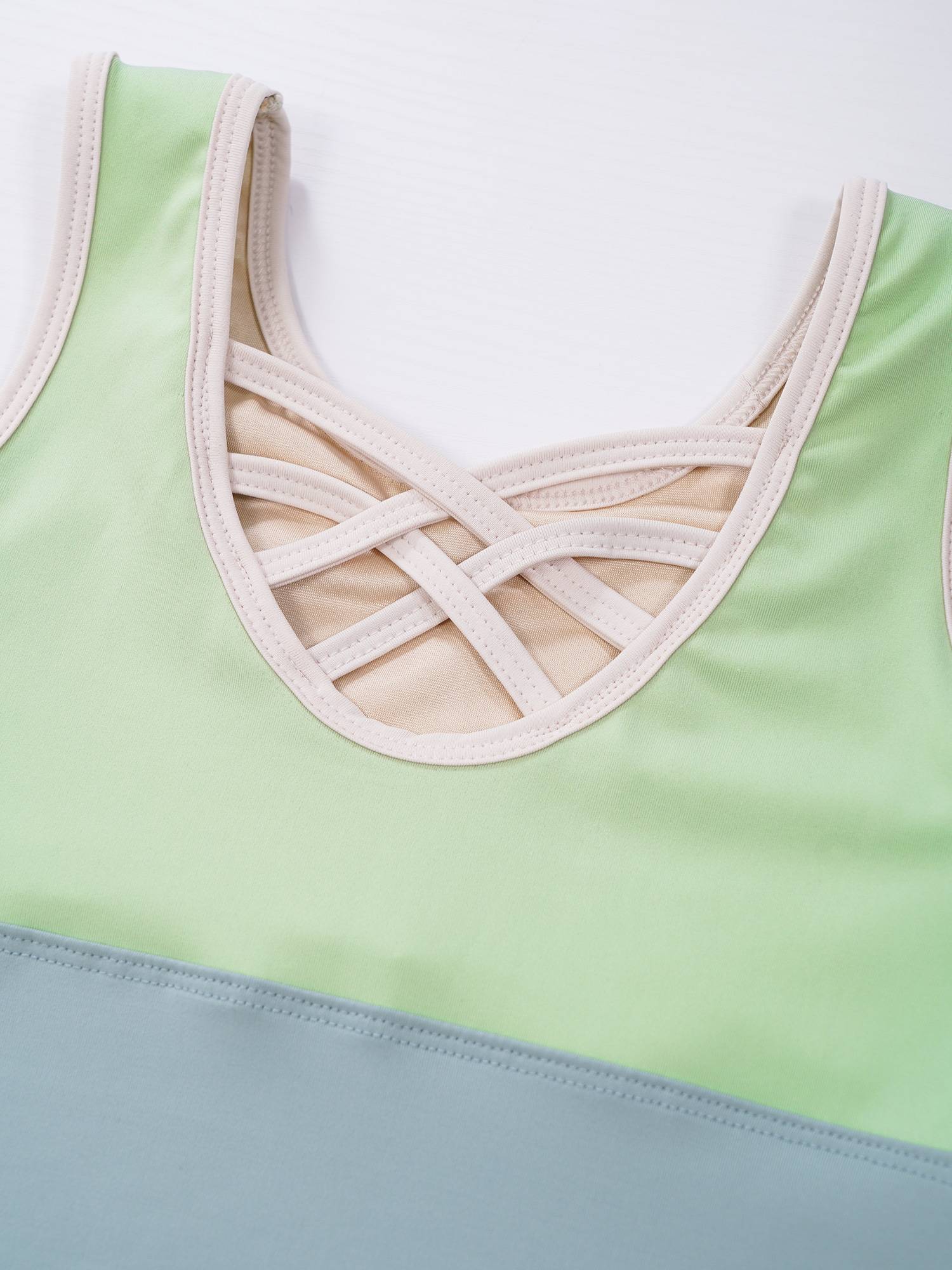 Kids Girls Color Block Crisscross Sleeveless Gymnastics Leotard